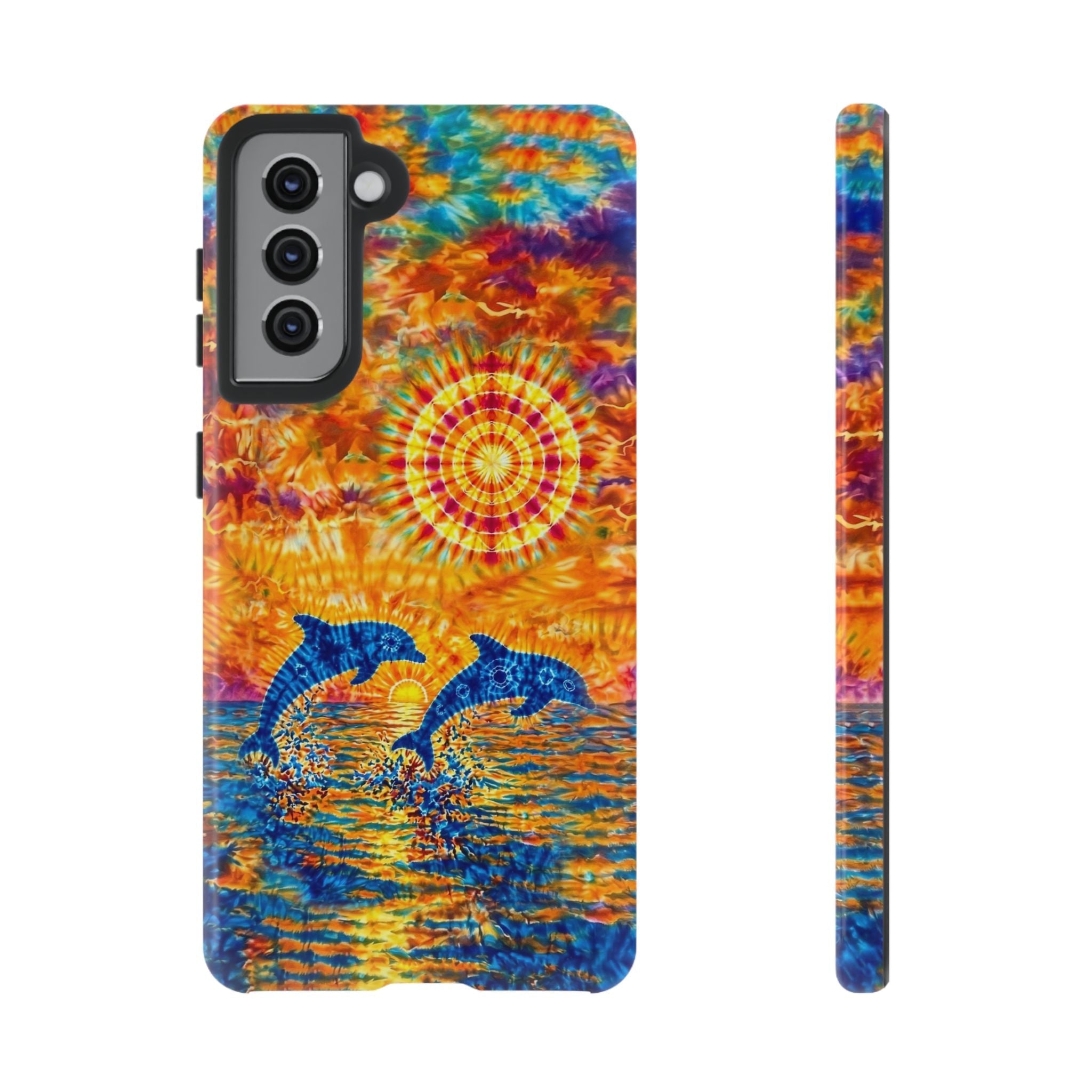 TWO DOLPHINS SUNSET WATERCOLOR PATTERN  PHONE CASE   - TLHN1205264