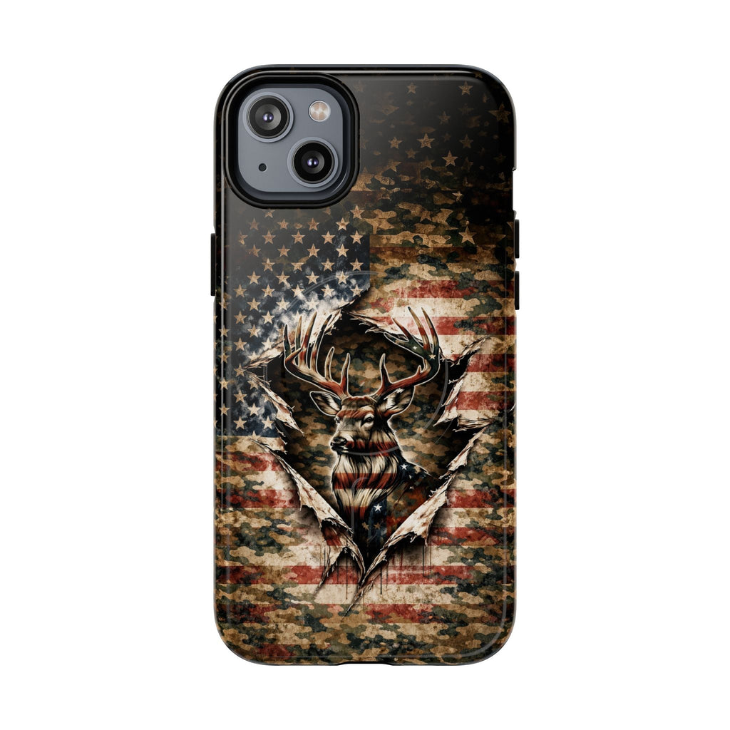 GRUNGE STARS AND STRIPES DEER HUNTING MAGNETIC  PHONE CASE  - TLNT0605262