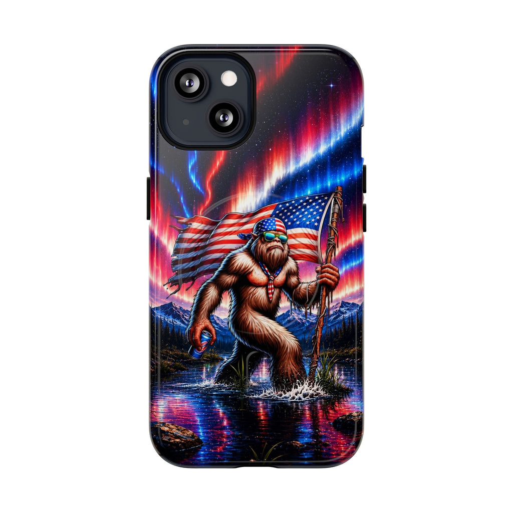 BIGFOOT UNDER RED WHITE & BLUE AURORA MAGNETIC PHONE CASE   - TLHN0306264