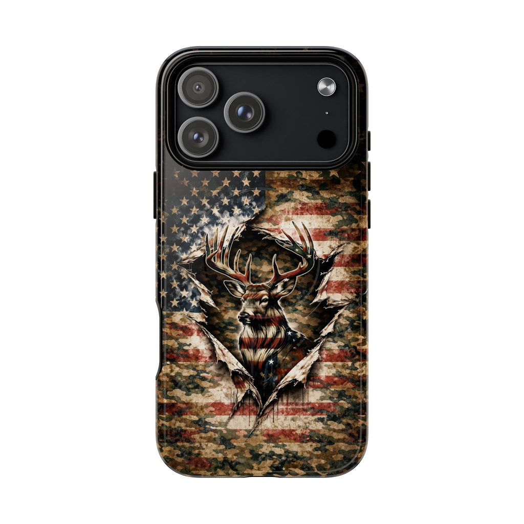 GRUNGE STARS AND STRIPES DEER HUNTING MAGNETIC  PHONE CASE  - TLNT0605262