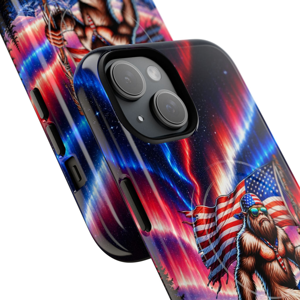 BIGFOOT UNDER RED WHITE & BLUE AURORA MAGNETIC PHONE CASE   - TLHN0306264