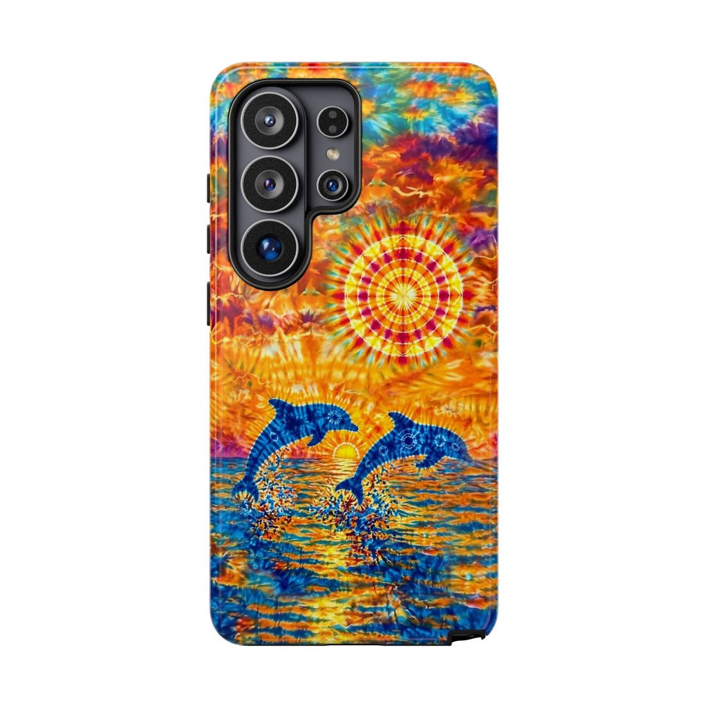 TWO DOLPHINS SUNSET WATERCOLOR PATTERN  PHONE CASE   - TLHN1205264
