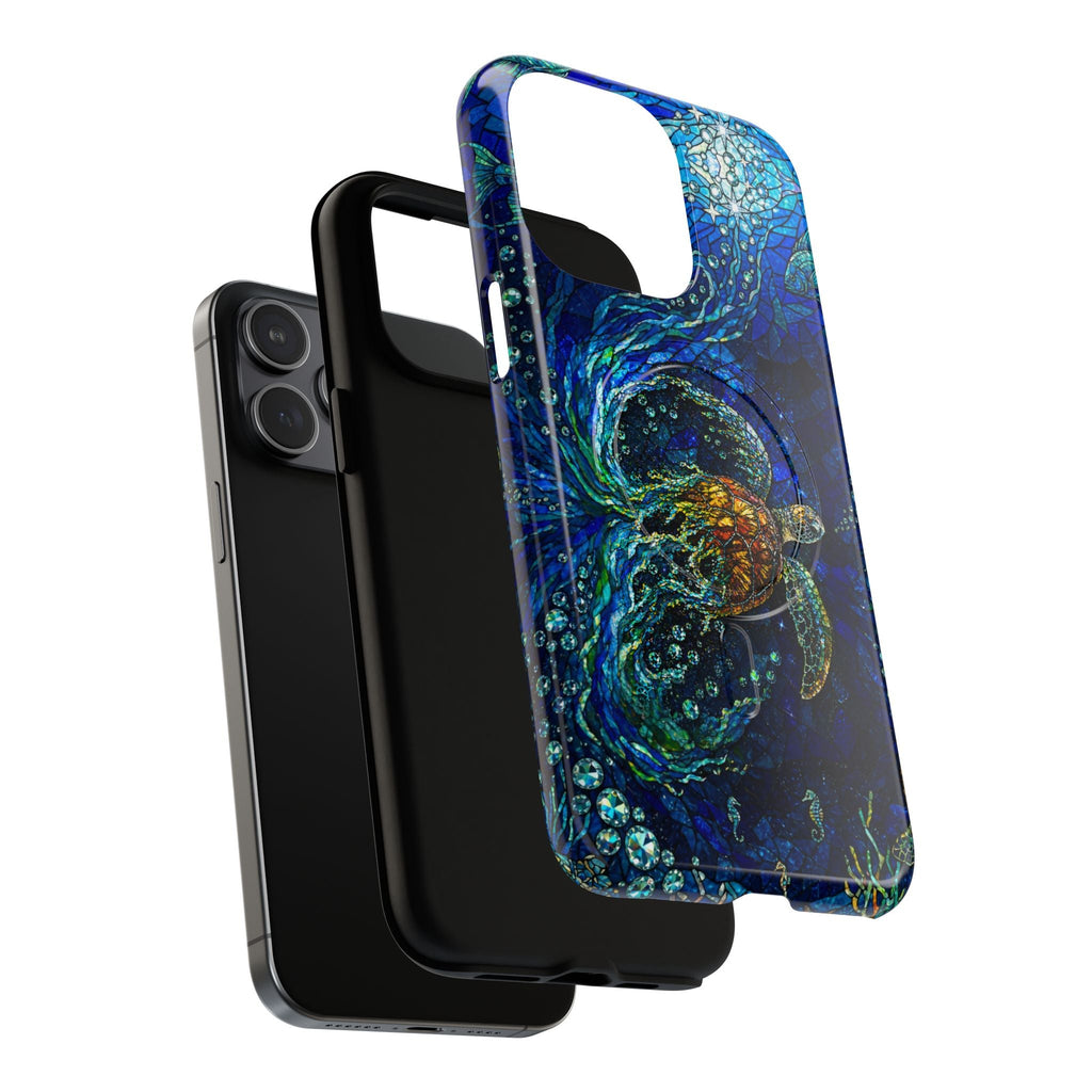 SEA TURTLE OCEAN STAINED GLASS PATTERN MAGNETIC  PHONE CASE  - TLTW2804263