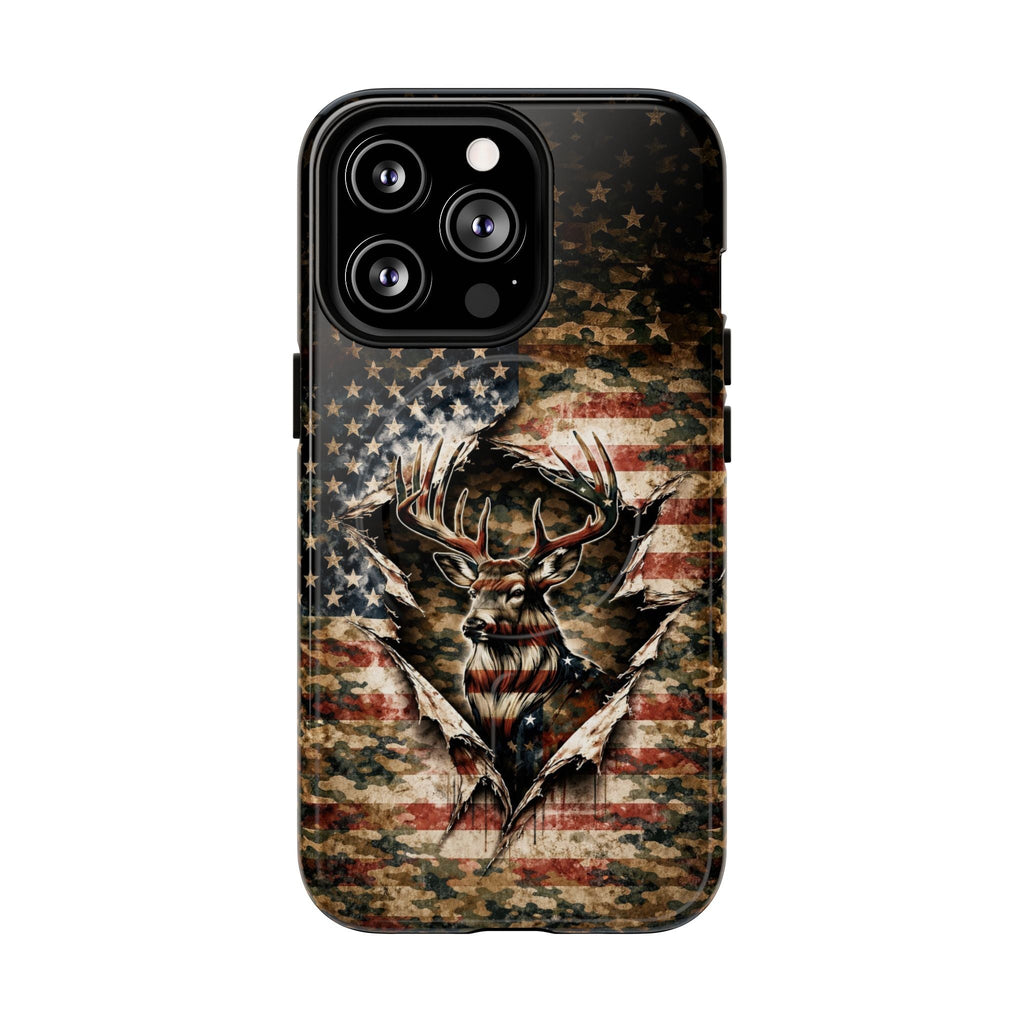 GRUNGE STARS AND STRIPES DEER HUNTING MAGNETIC  PHONE CASE  - TLNT0605262
