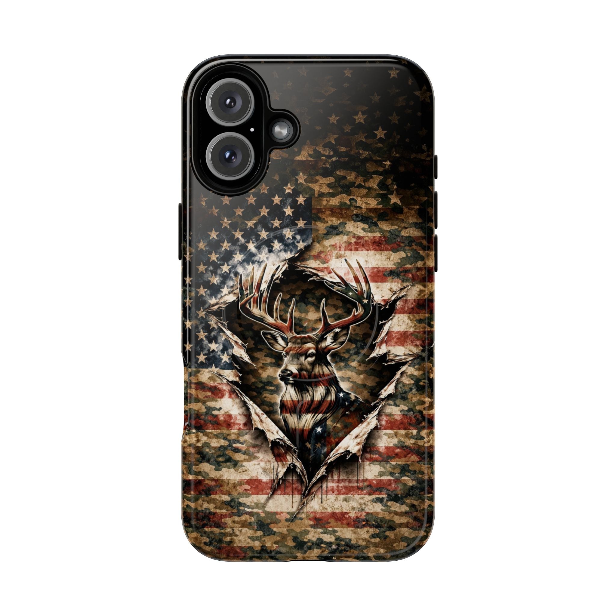 GRUNGE STARS AND STRIPES DEER HUNTING MAGNETIC  PHONE CASE  - TLNT0605262
