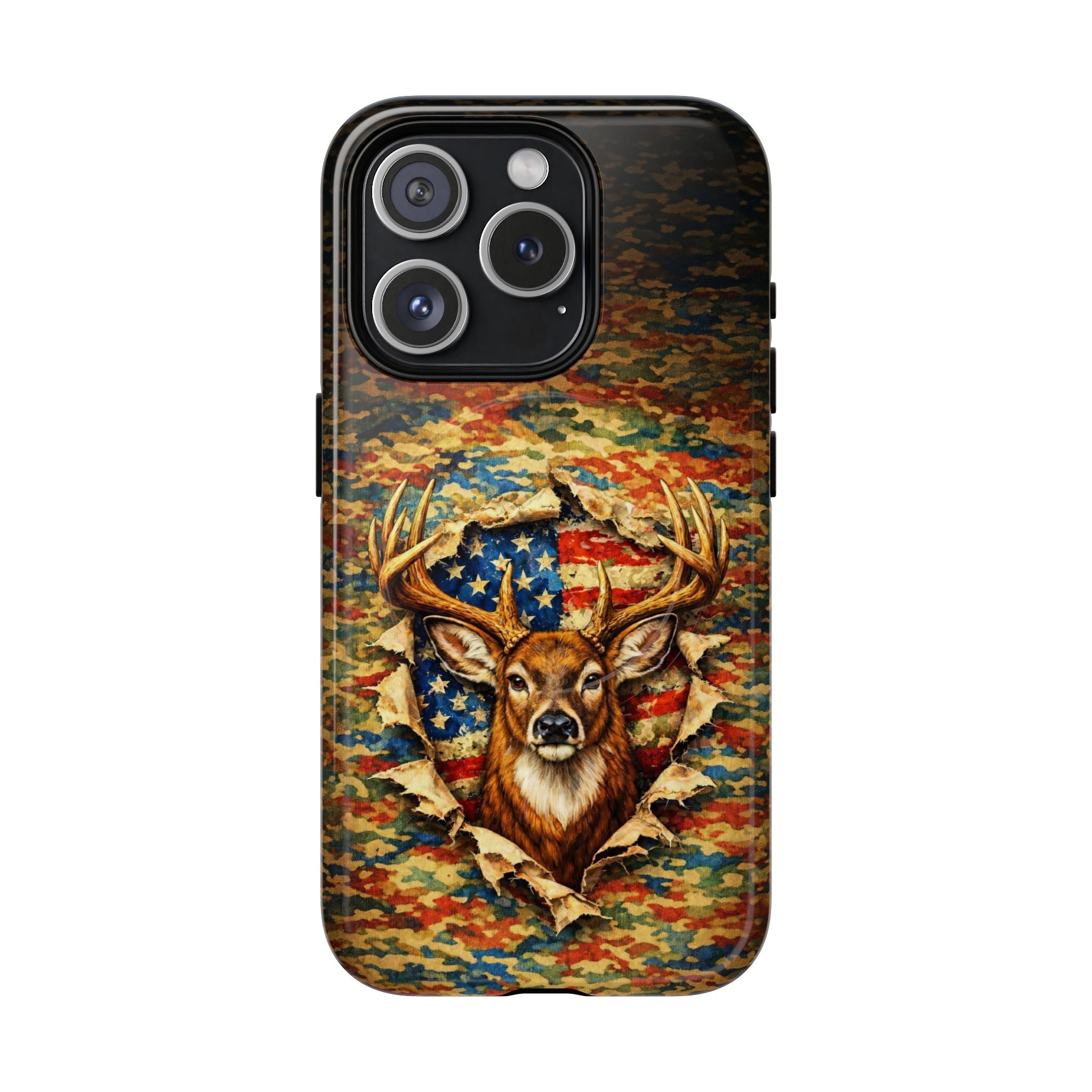 HUNTING DEER CAMOUFLAGE STARS AND STRIPES MAGNETIC PHONE CASE  - TLNT0405261