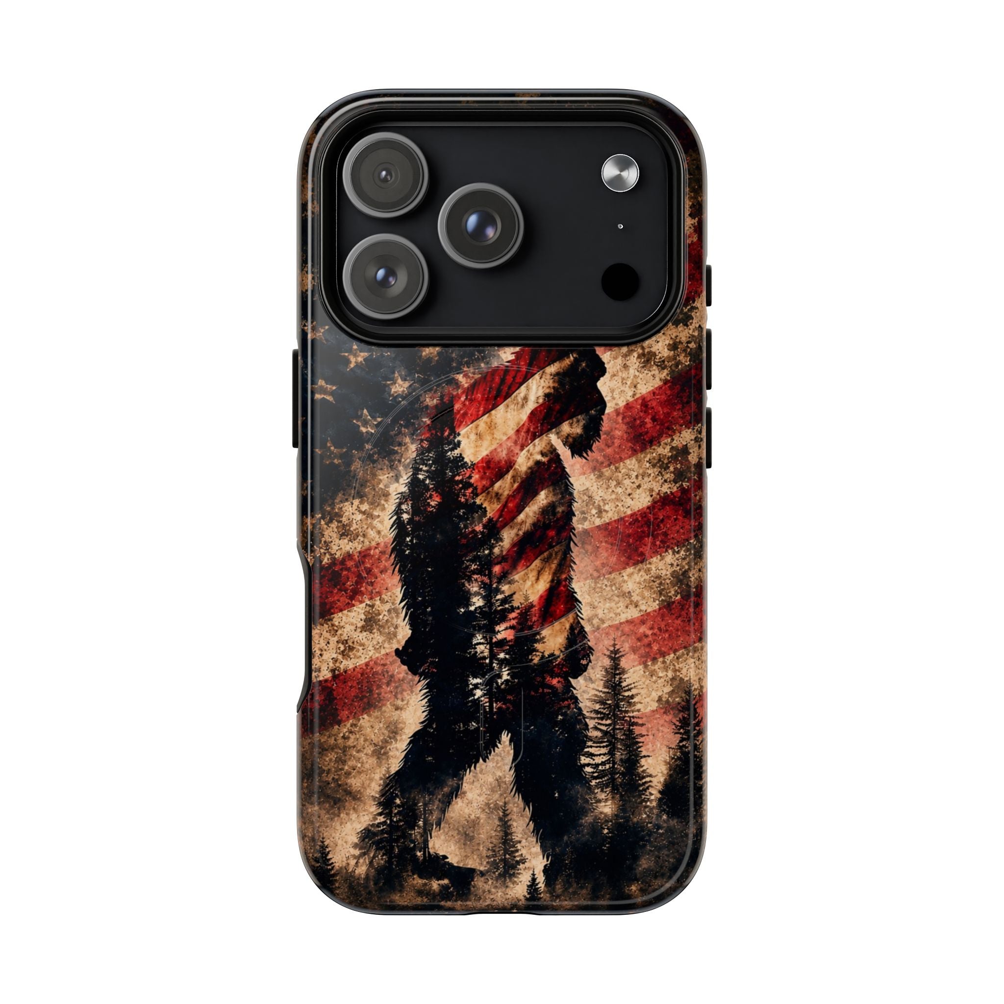 BIGFOOT IN THE FOREST STARS & STRIPES MAGNETIC PHONE CASE  - TLHN2105264