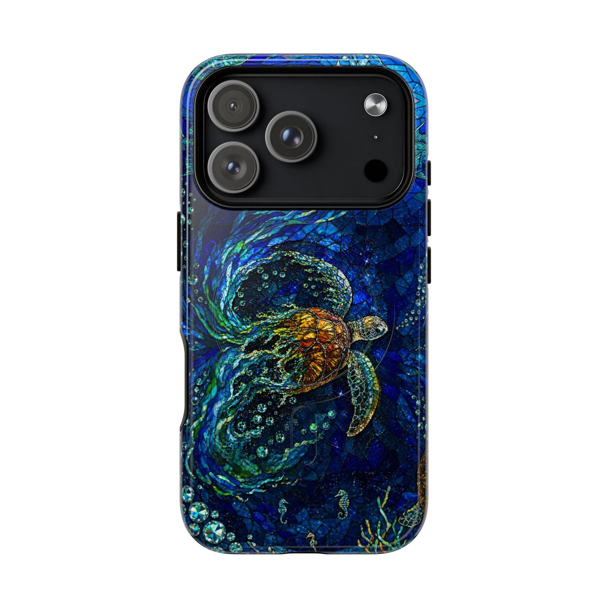 SEA TURTLE OCEAN STAINED GLASS PATTERN MAGNETIC  PHONE CASE  - TLTW2804263