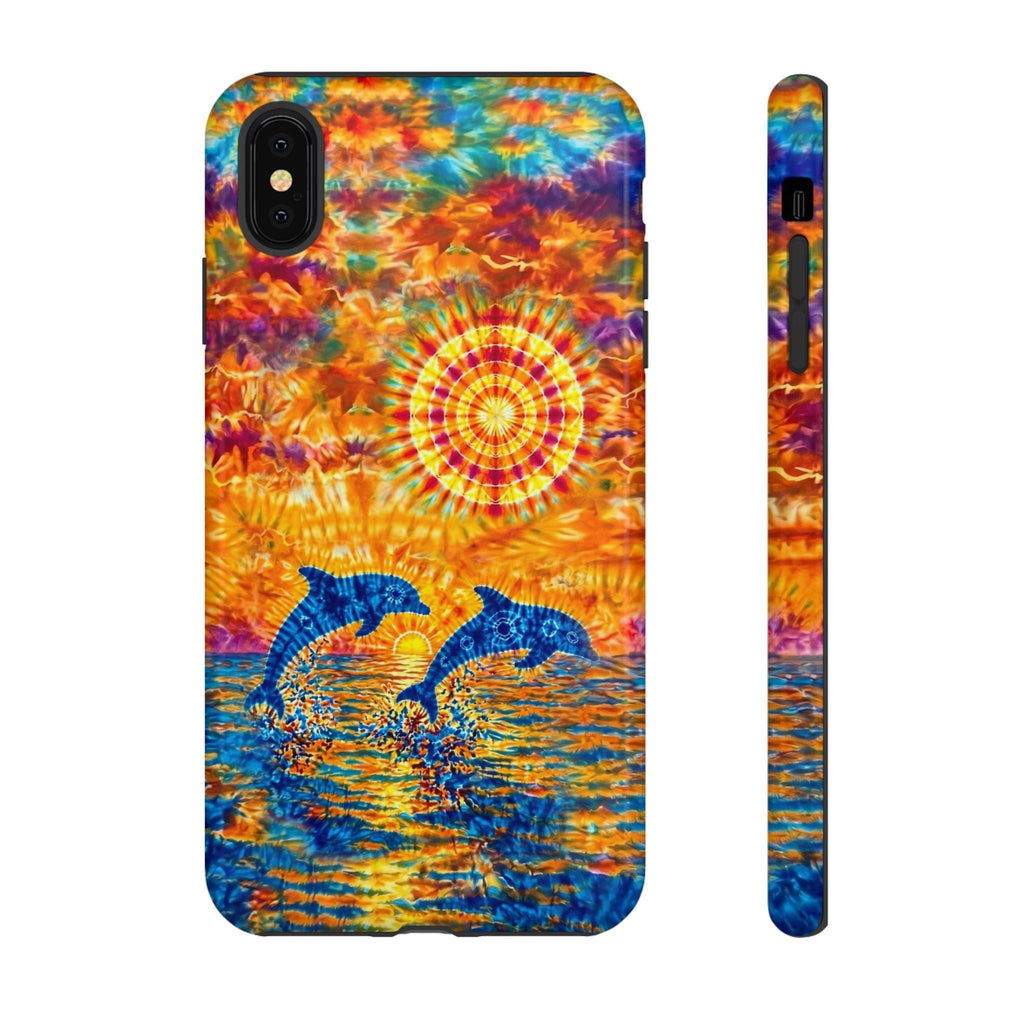 TWO DOLPHINS SUNSET WATERCOLOR PATTERN  PHONE CASE   - TLHN1205264