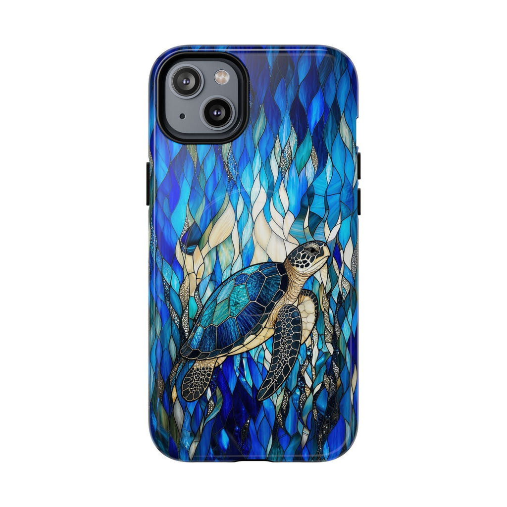 SEA TURTLE SWIMMING STAINED GLASS MAGNETIC PHONE CASE  - TLNT0505261