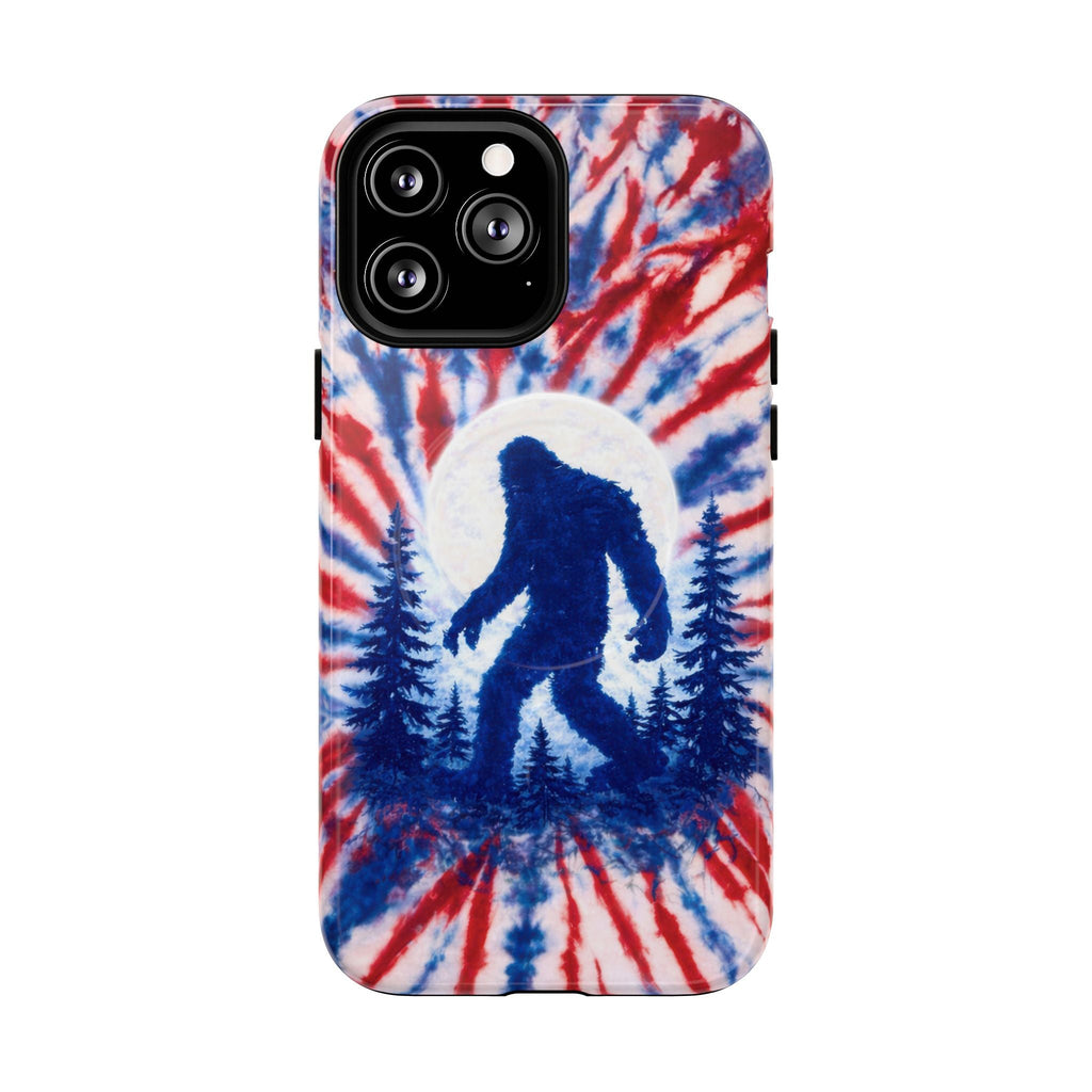 BIGFOOT IN THE FOREST RED WHITE & BLUE SWIRL MAGNETIC PHONE CASE  - TLTW2505263