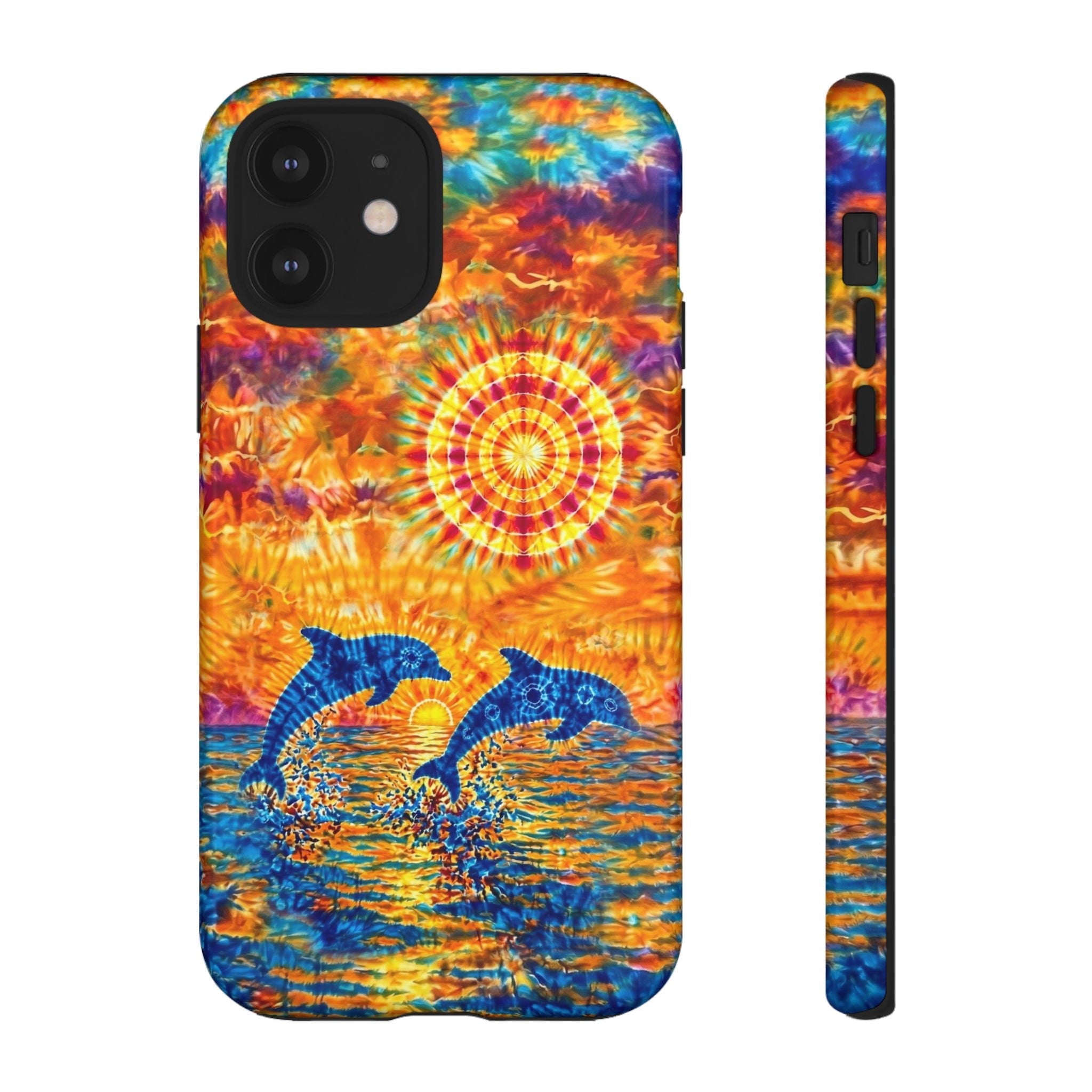 TWO DOLPHINS SUNSET WATERCOLOR PATTERN  PHONE CASE   - TLHN1205264
