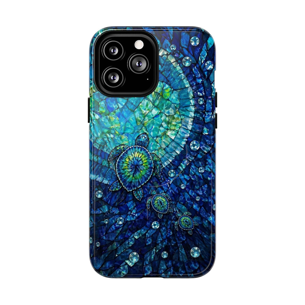 SEA TURTLE BLUE OCEAN STAINED GLASS PATTERN MAGNETIC PHONE CASE  - TLNO2904265