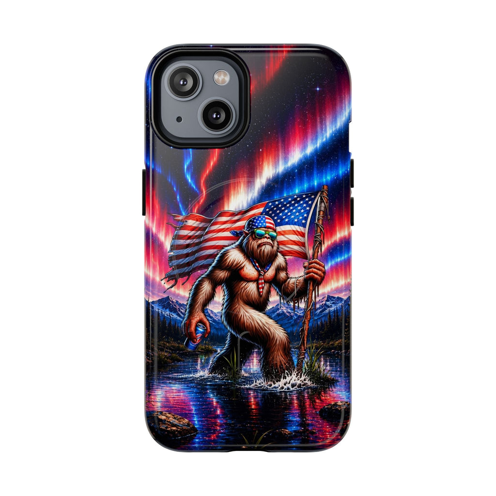 BIGFOOT UNDER RED WHITE & BLUE AURORA MAGNETIC PHONE CASE   - TLHN0306264