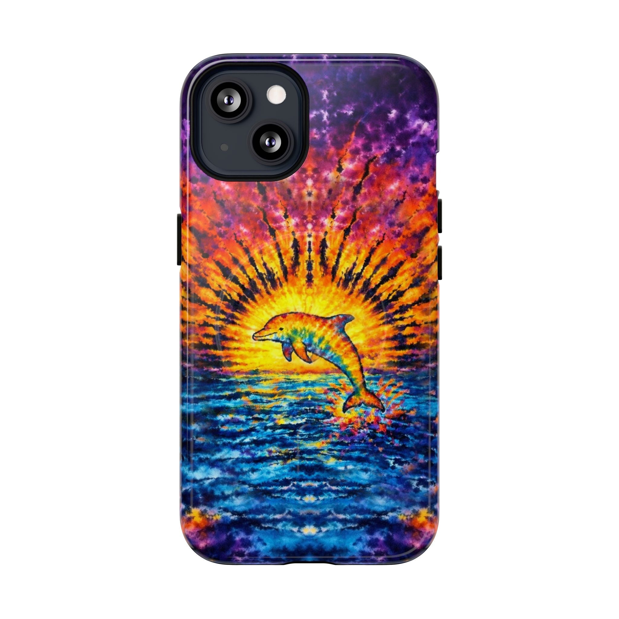 DOLPHIN SUNSET WATERCOLOR PATTERN MAGNETIC PHONE CASE  - TLHN2104264