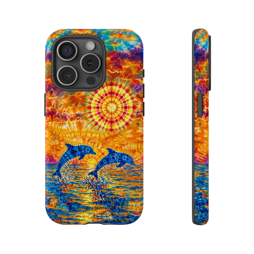 TWO DOLPHINS SUNSET WATERCOLOR PATTERN  PHONE CASE   - TLHN1205264
