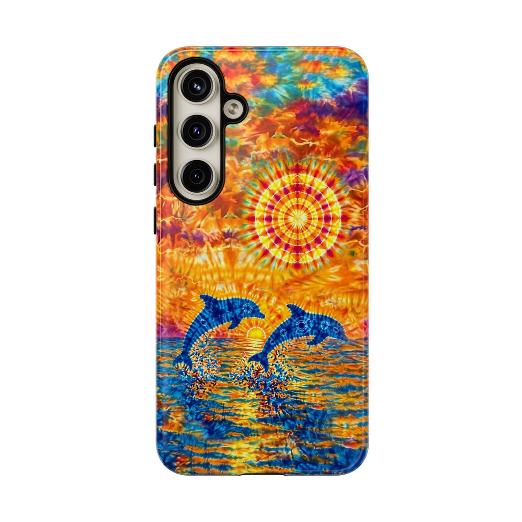 TWO DOLPHINS SUNSET WATERCOLOR PATTERN  PHONE CASE   - TLHN1205264
