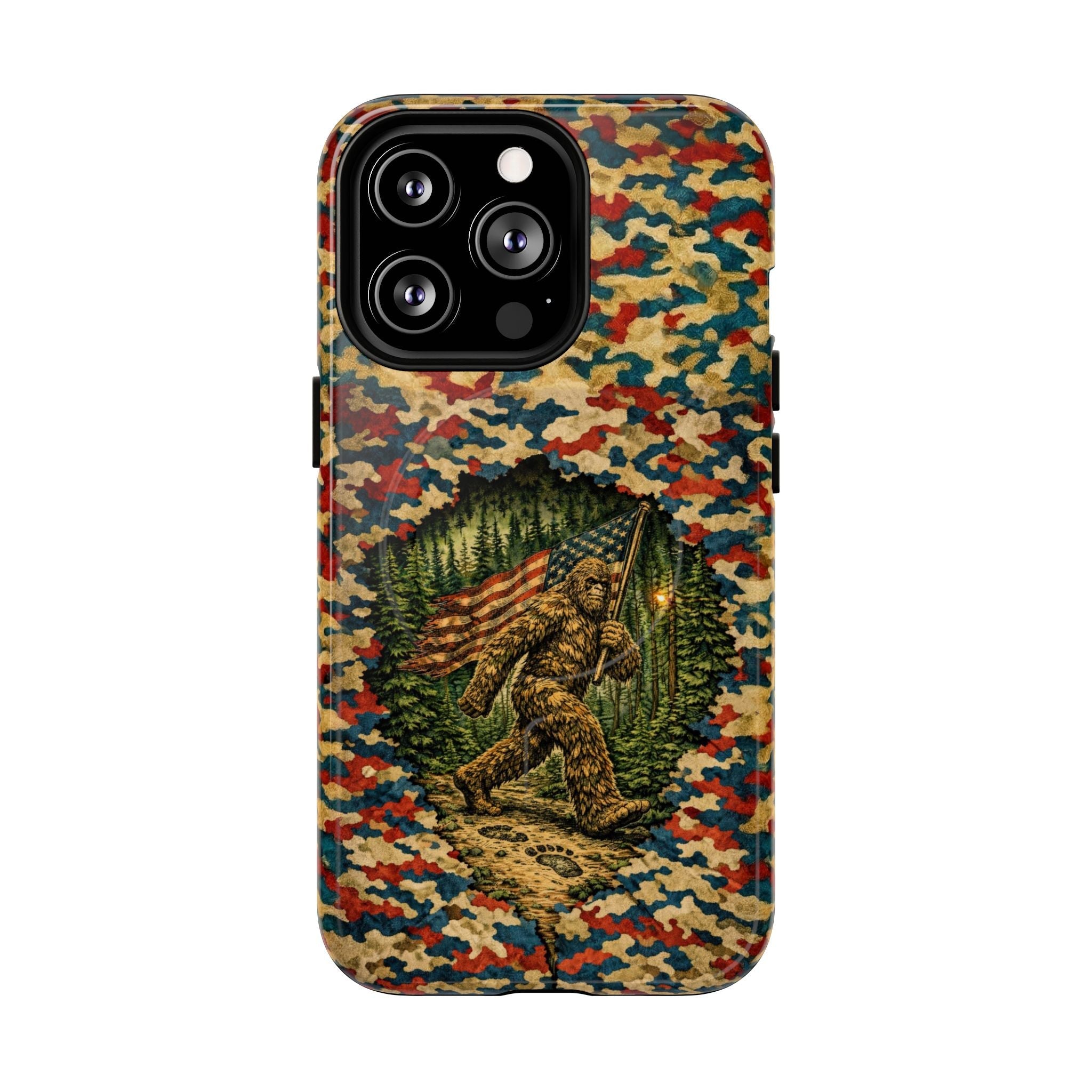 BIGFOOT WITH FLAG CAMOUFLAGE MAGNETIC PHONE CASE  - TLNT1305261