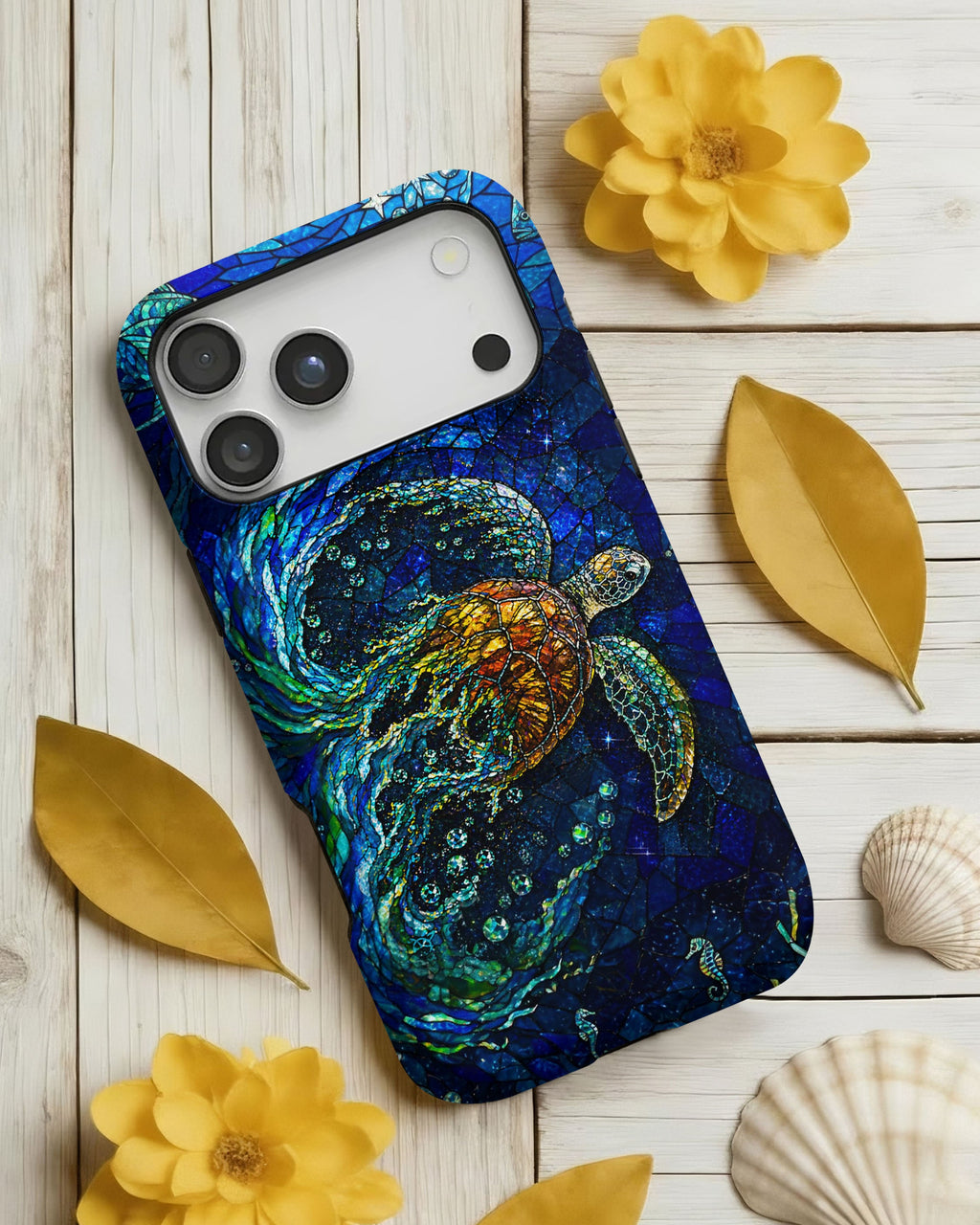 SEA TURTLE OCEAN STAINED GLASS PATTERN  PHONE CASE  - TLTW2804263