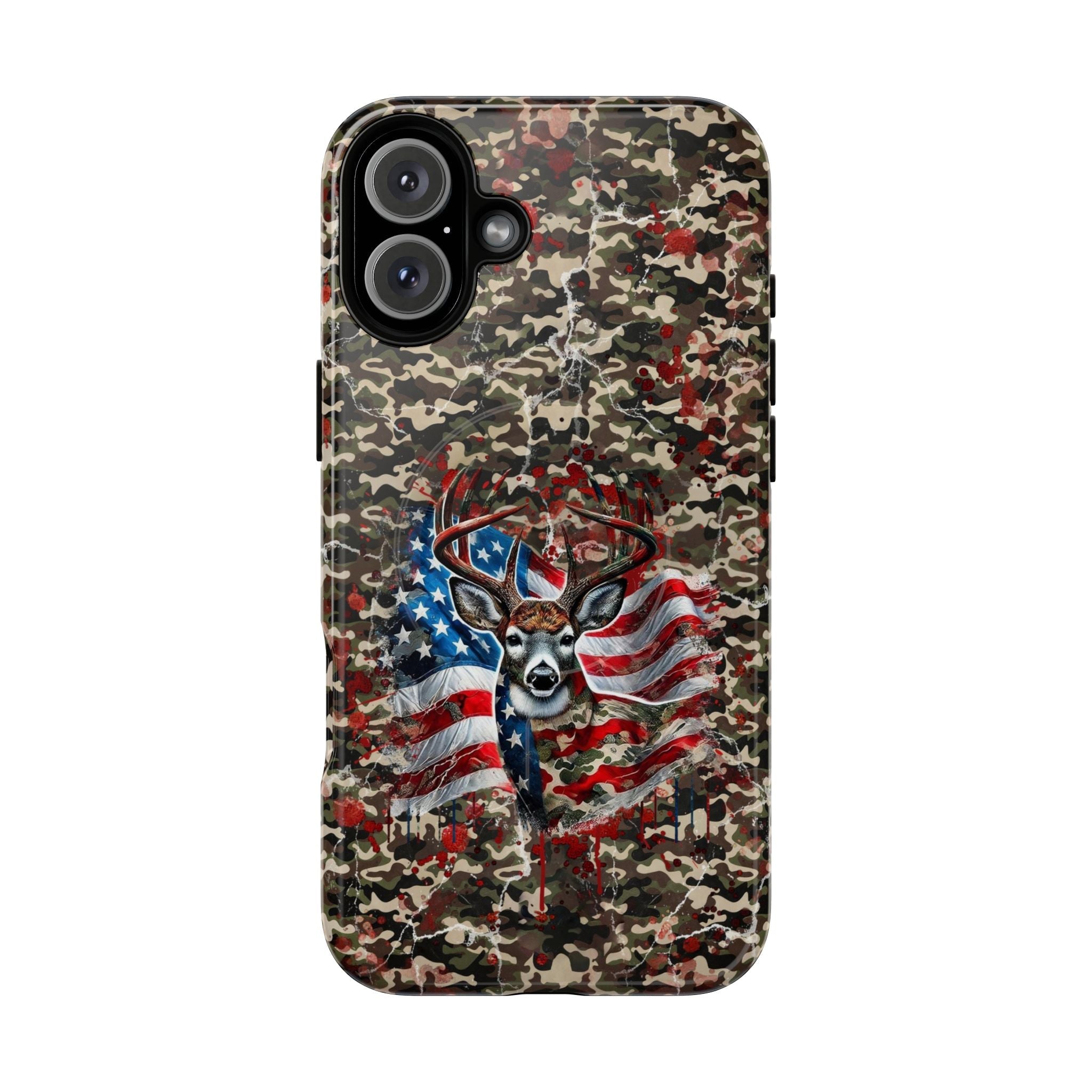 STARS AND STRIPES DEER HUNTING MAGNETIC PHONE CASE - TLHG1905264