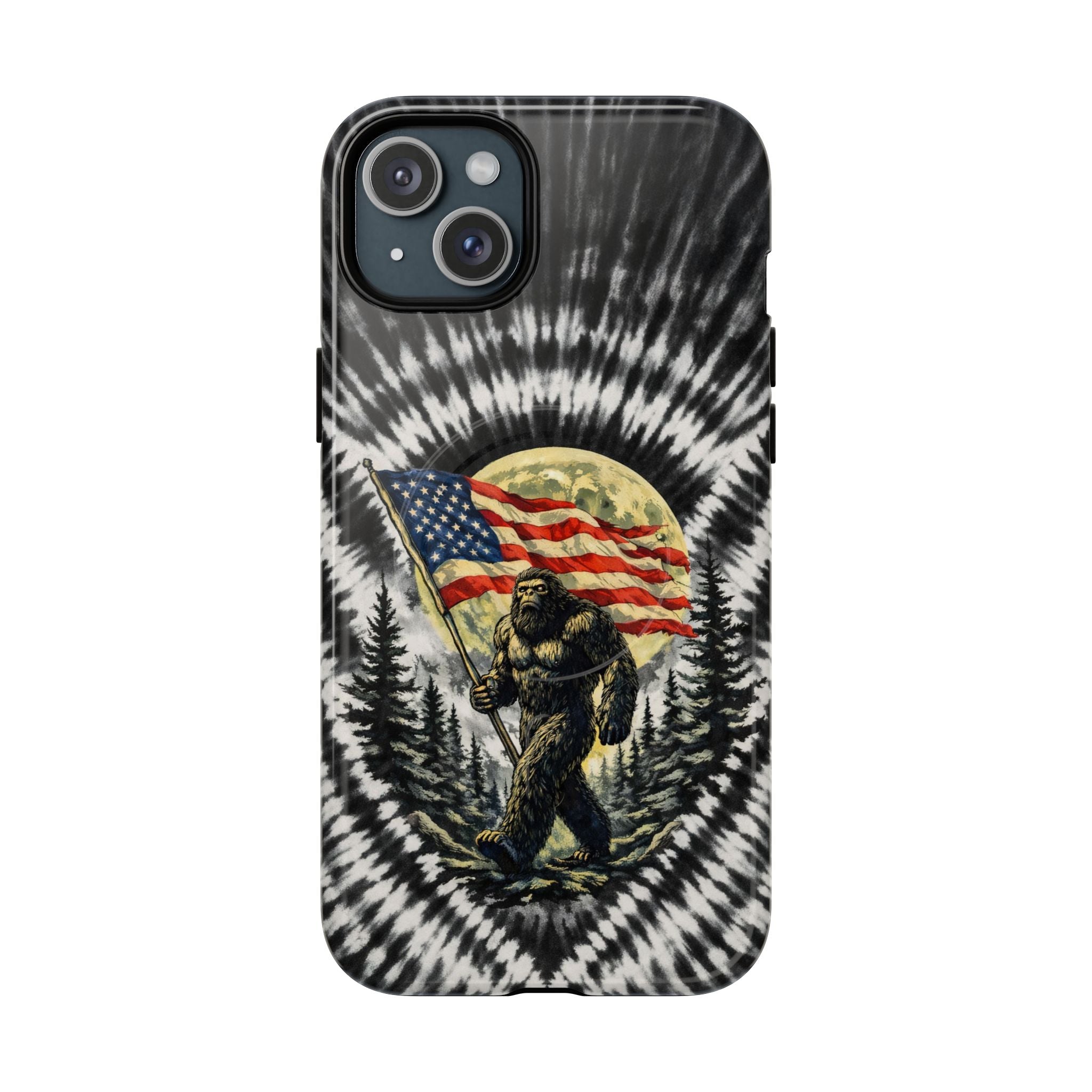 BIGFOOT WITH FLAG MOON SWIRL MAGNETIC PHONE CASE  - TLNT0805261