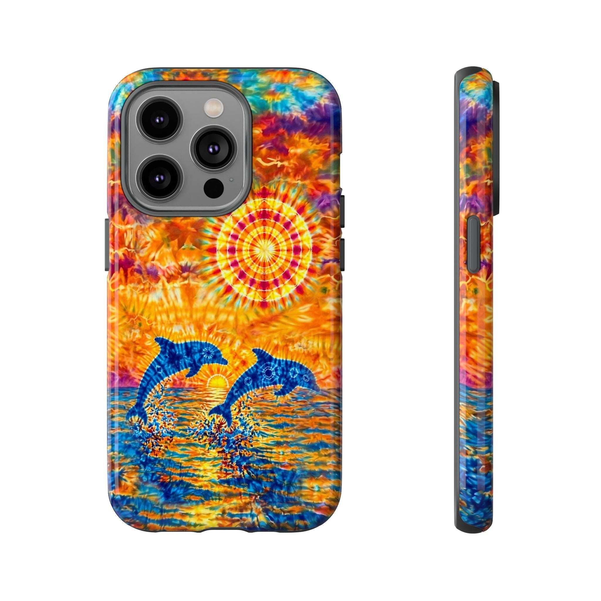 TWO DOLPHINS SUNSET WATERCOLOR PATTERN  PHONE CASE   - TLHN1205264
