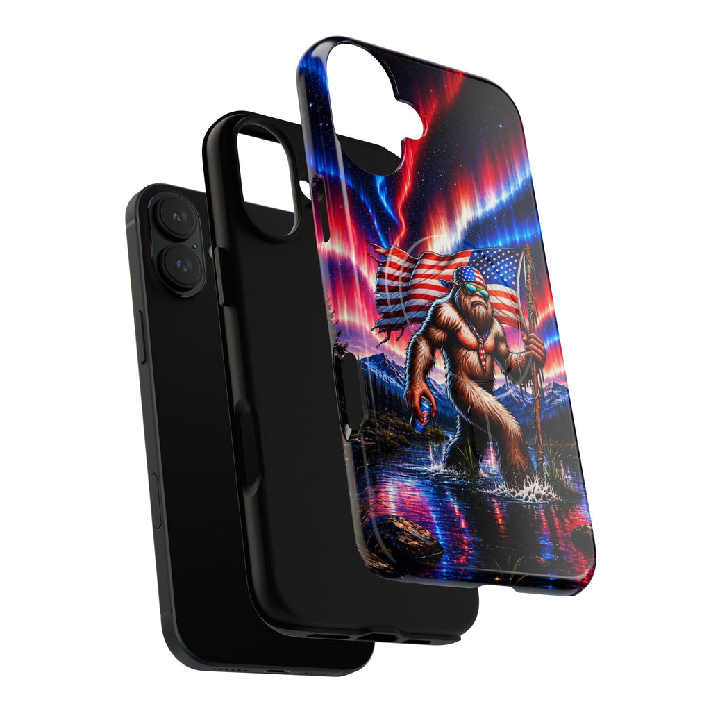 BIGFOOT UNDER RED WHITE & BLUE AURORA MAGNETIC PHONE CASE   - TLHN0306264
