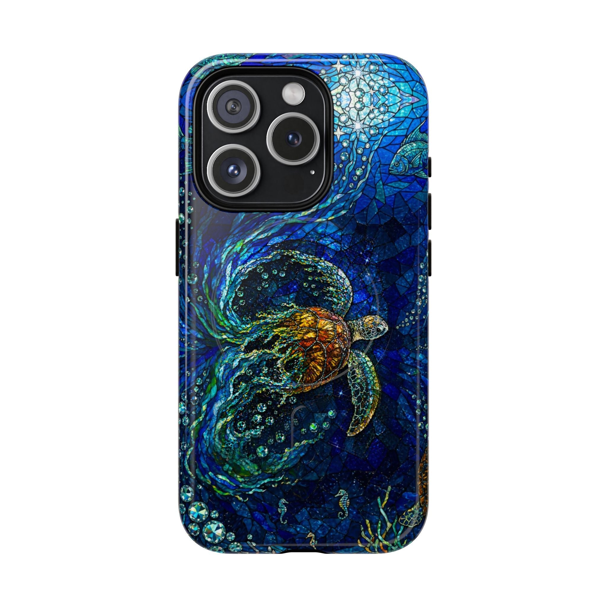 SEA TURTLE OCEAN STAINED GLASS PATTERN MAGNETIC  PHONE CASE  - TLTW2804263