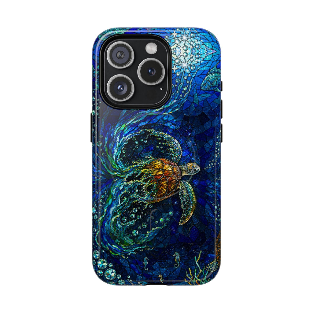 SEA TURTLE OCEAN STAINED GLASS PATTERN MAGNETIC  PHONE CASE  - TLTW2804263