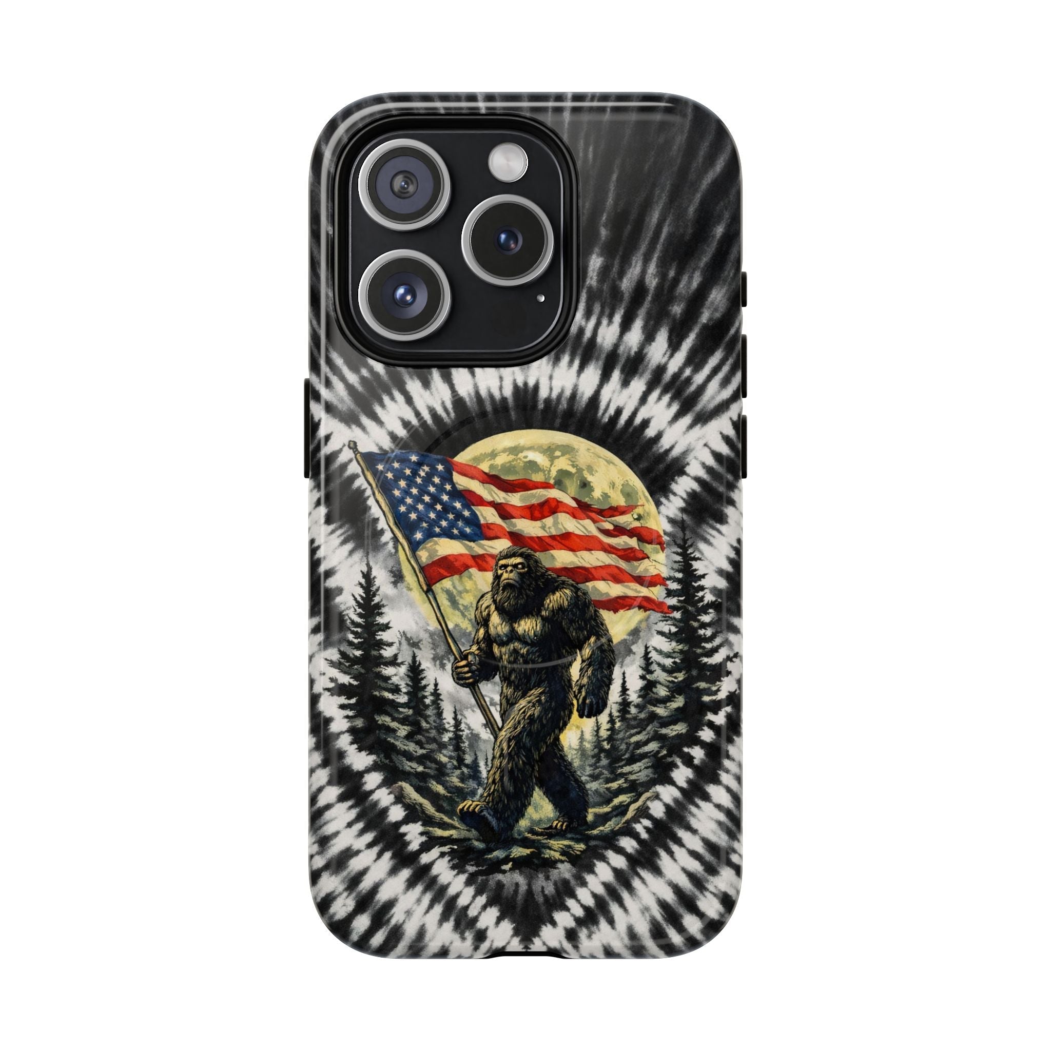 BIGFOOT WITH FLAG MOON SWIRL MAGNETIC PHONE CASE  - TLNT0805261
