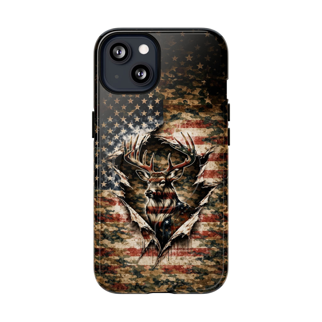 GRUNGE STARS AND STRIPES DEER HUNTING MAGNETIC  PHONE CASE  - TLNT0605262