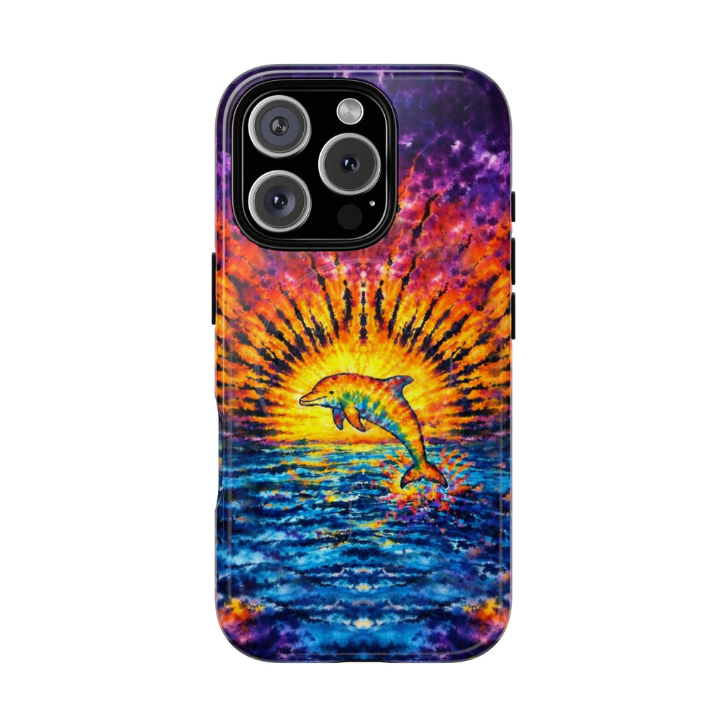DOLPHIN SUNSET WATERCOLOR PATTERN MAGNETIC PHONE CASE  - TLHN2104264