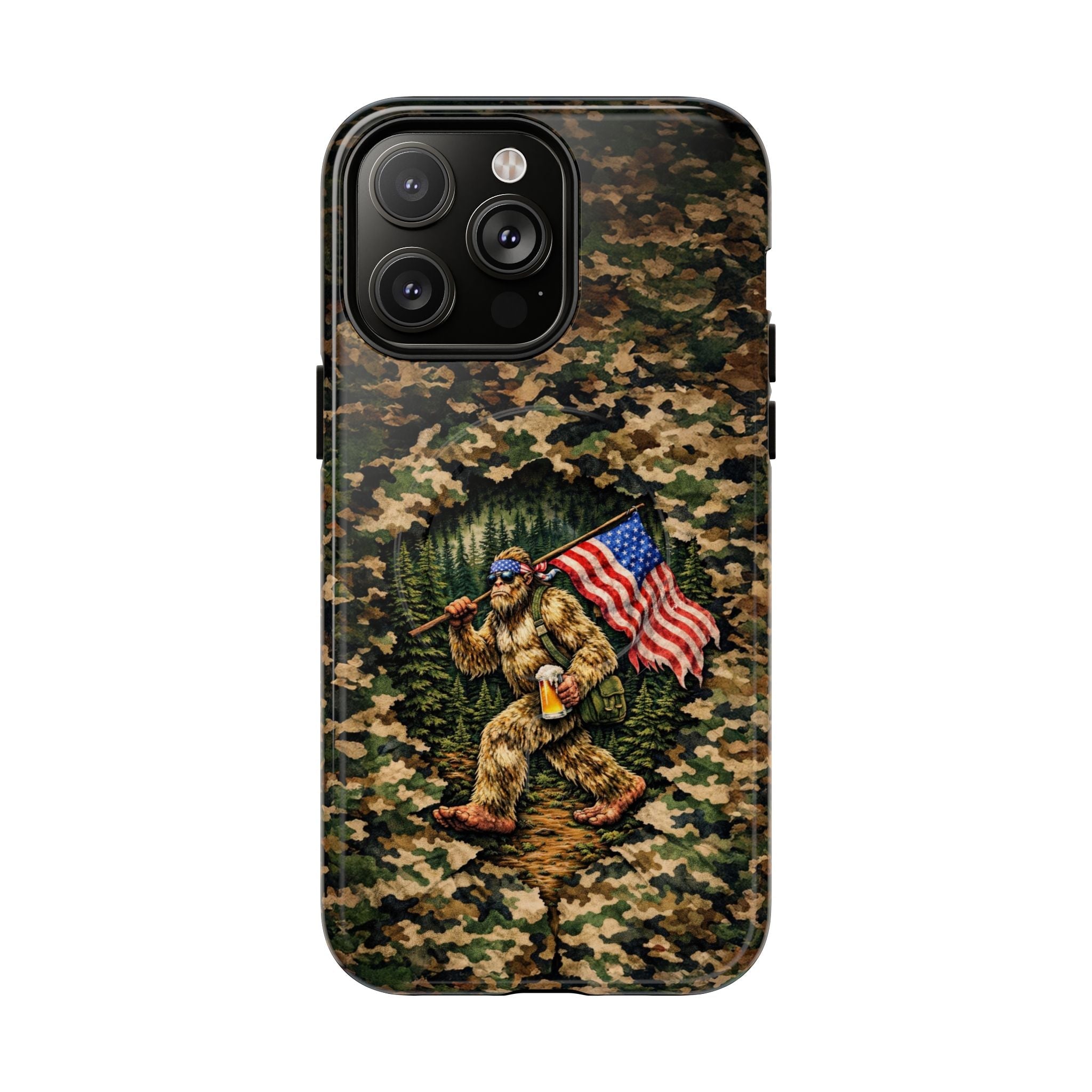 BIGFOOT WITH FLAG CAMOUFLAGE MAGNETIC PHONE CASE - TLNT2004261