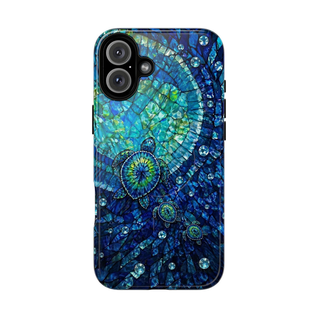 SEA TURTLE BLUE OCEAN STAINED GLASS PATTERN MAGNETIC PHONE CASE  - TLNO2904265