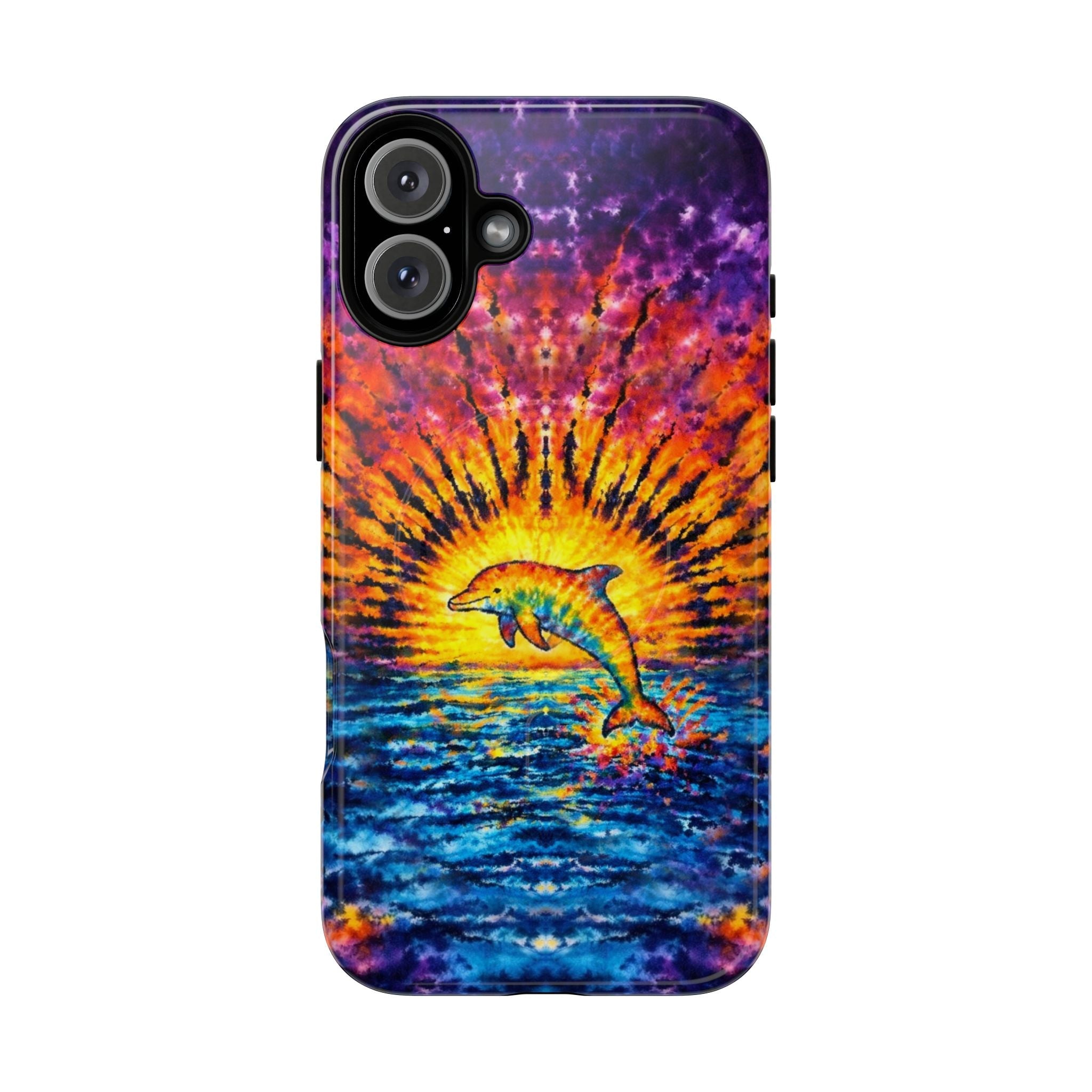 DOLPHIN SUNSET WATERCOLOR PATTERN MAGNETIC PHONE CASE  - TLHN2104264