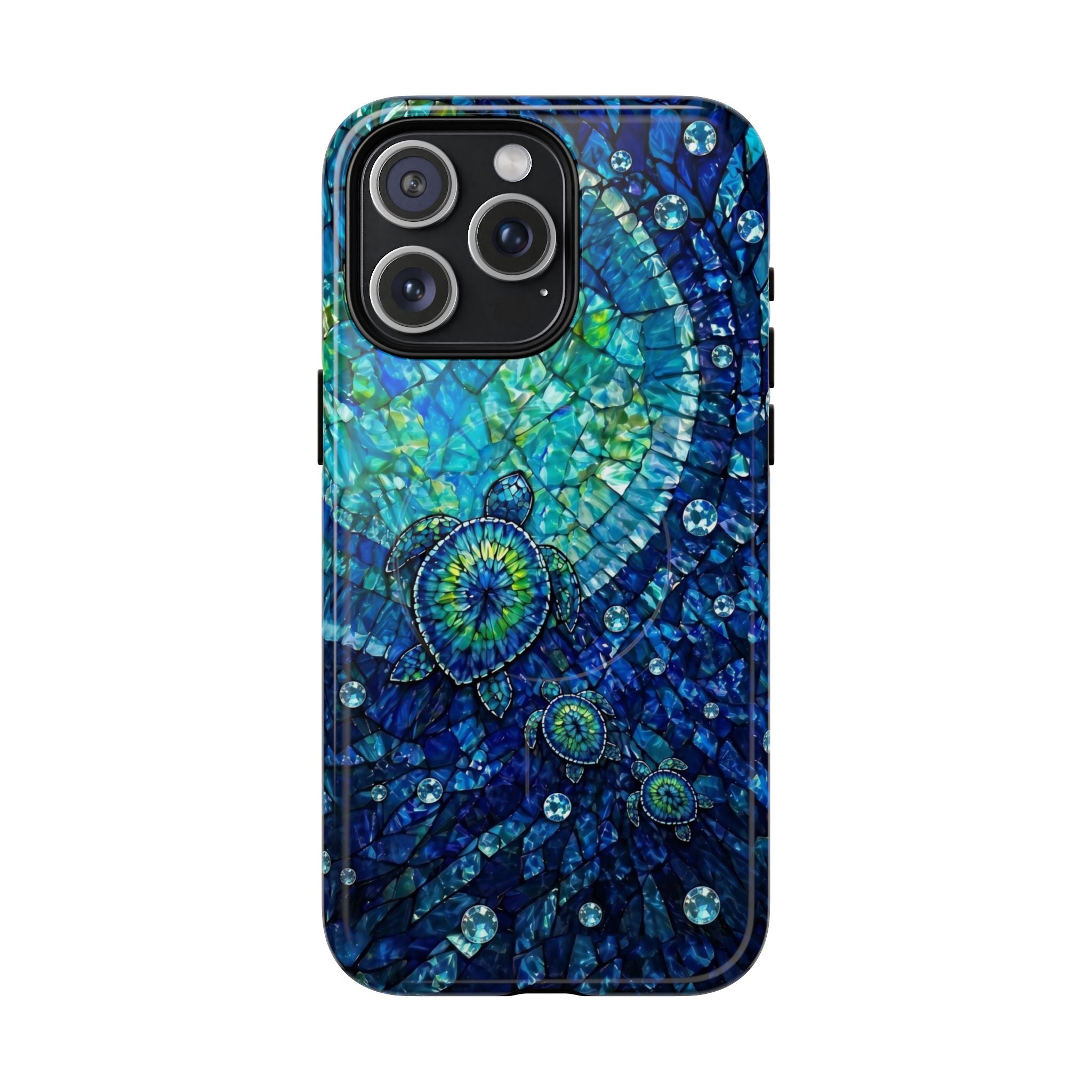 SEA TURTLE BLUE OCEAN STAINED GLASS PATTERN MAGNETIC PHONE CASE  - TLNO2904265