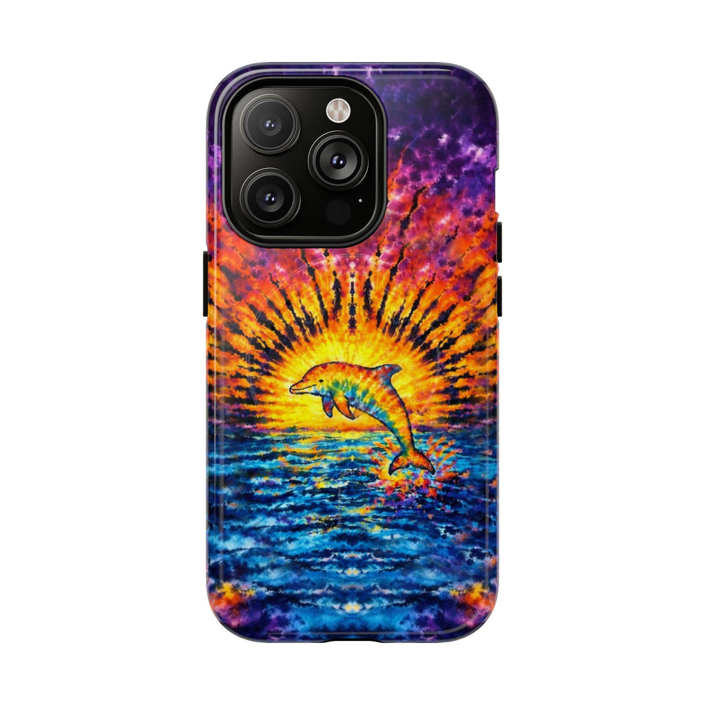 DOLPHIN SUNSET WATERCOLOR PATTERN MAGNETIC PHONE CASE  - TLHN2104264