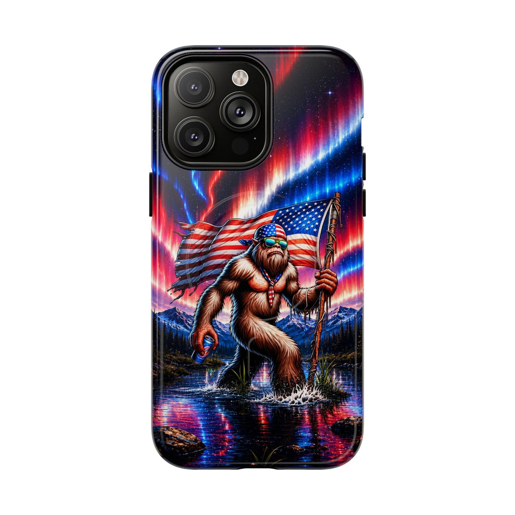 BIGFOOT UNDER RED WHITE & BLUE AURORA MAGNETIC PHONE CASE   - TLHN0306264