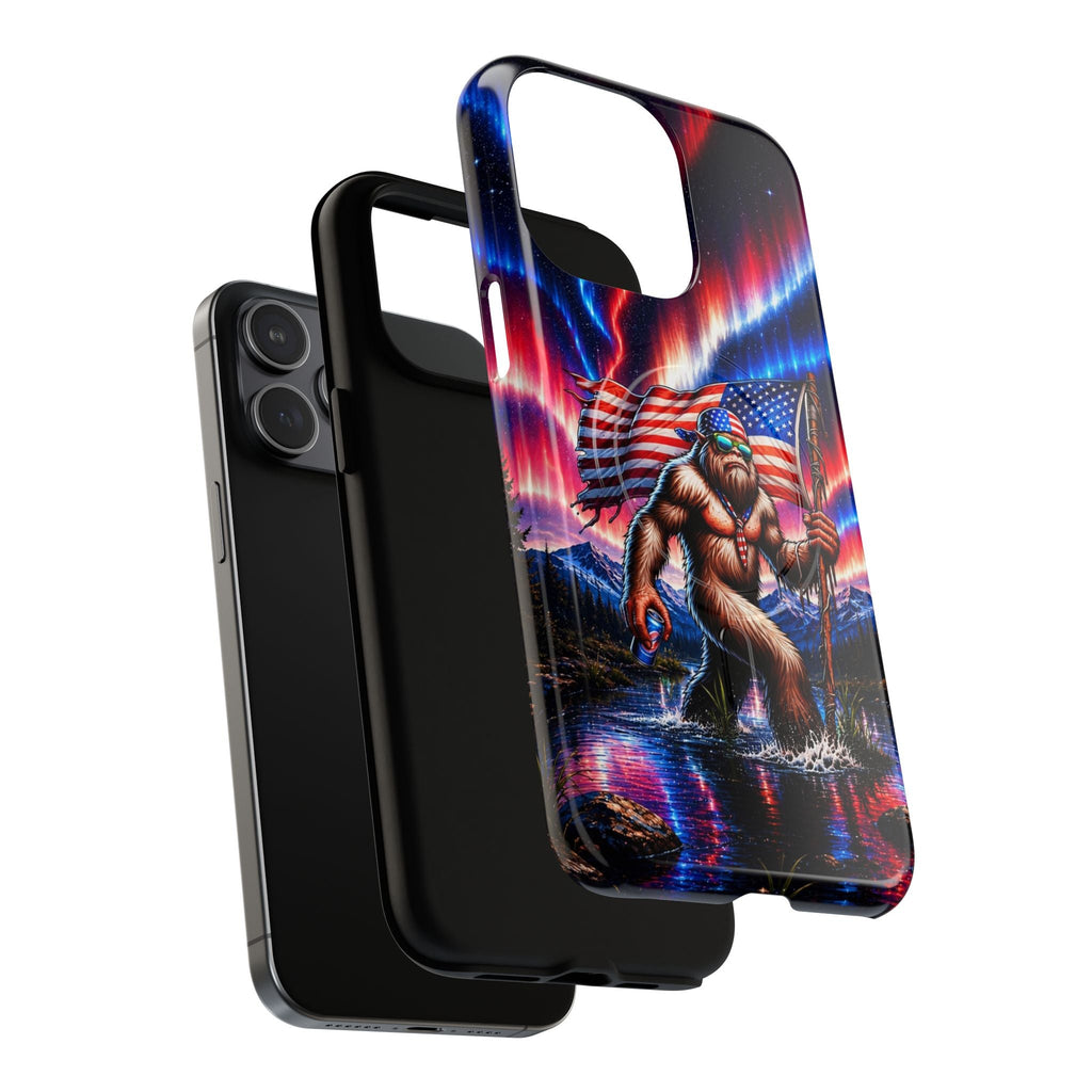 BIGFOOT UNDER RED WHITE & BLUE AURORA MAGNETIC PHONE CASE   - TLHN0306264