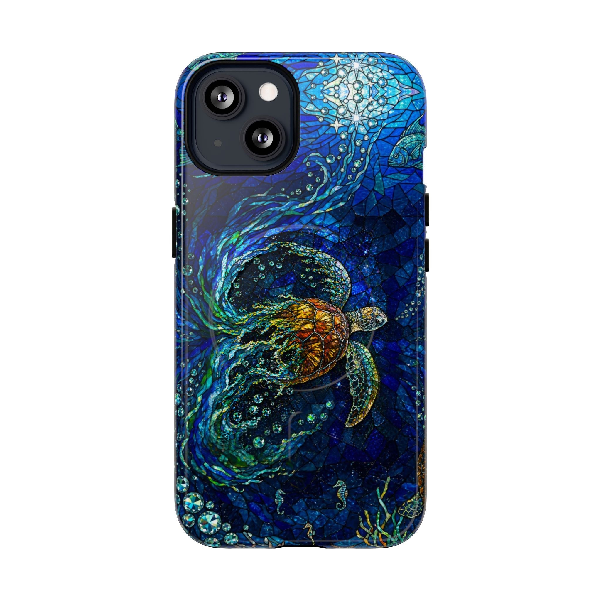 SEA TURTLE OCEAN STAINED GLASS PATTERN MAGNETIC  PHONE CASE  - TLTW2804263