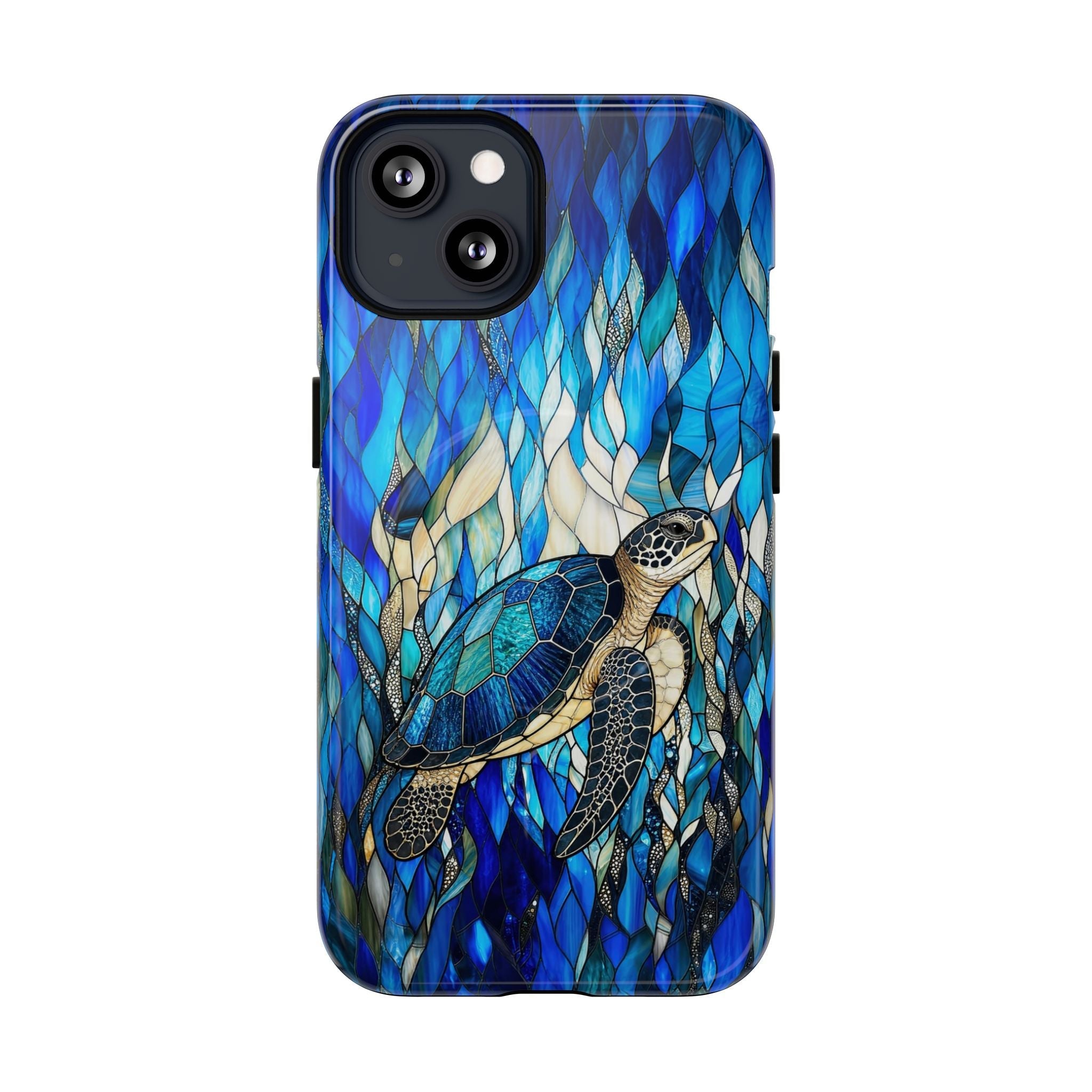 SEA TURTLE SWIMMING STAINED GLASS MAGNETIC PHONE CASE  - TLNT0505261