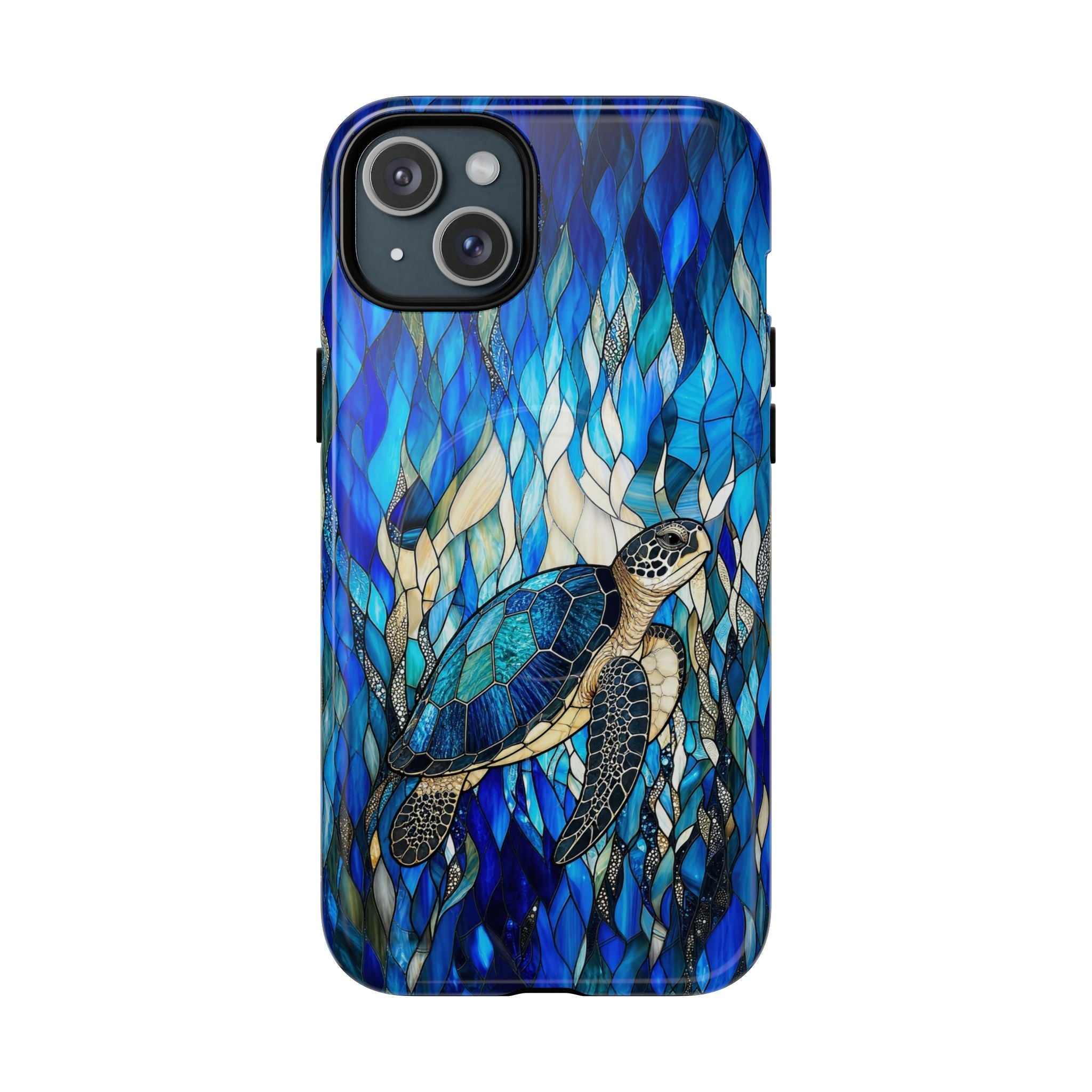 SEA TURTLE SWIMMING STAINED GLASS MAGNETIC PHONE CASE  - TLNT0505261