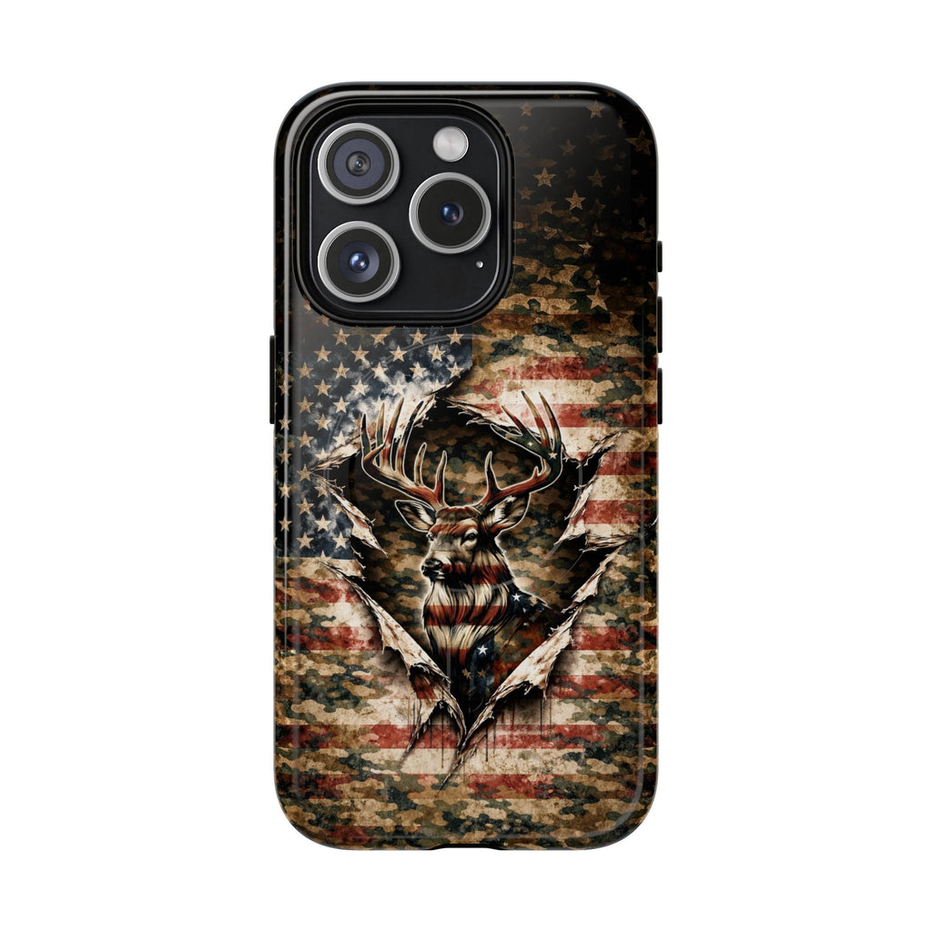GRUNGE STARS AND STRIPES DEER HUNTING MAGNETIC  PHONE CASE  - TLNT0605262
