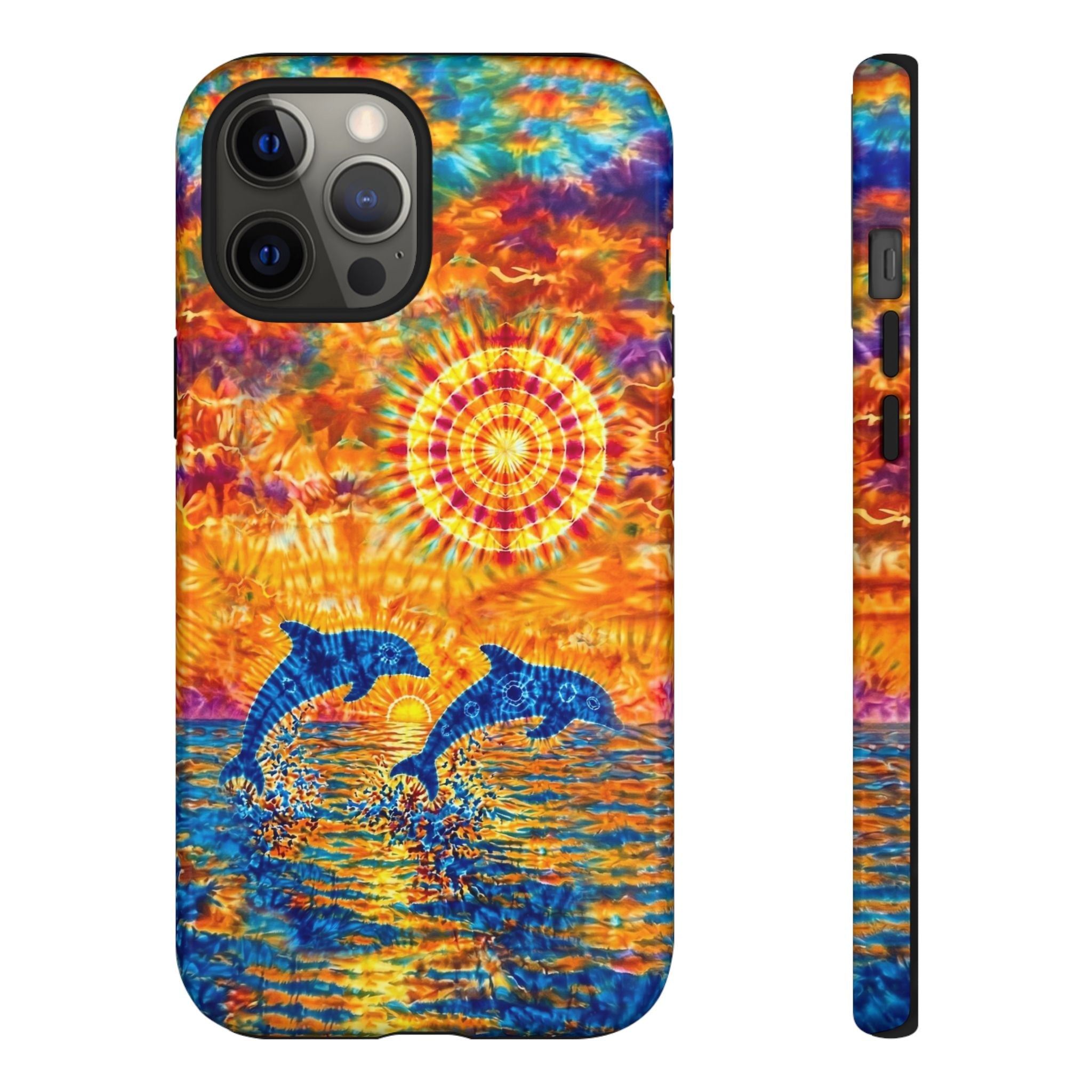 TWO DOLPHINS SUNSET WATERCOLOR PATTERN  PHONE CASE   - TLHN1205264