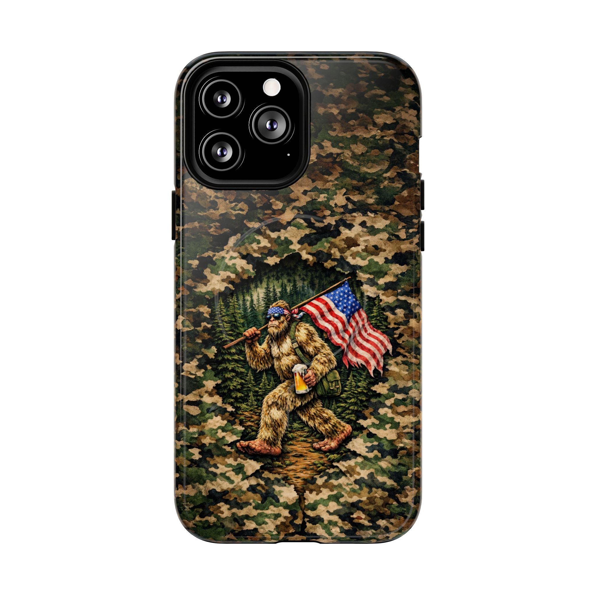 BIGFOOT WITH FLAG CAMOUFLAGE MAGNETIC PHONE CASE - TLNT2004261