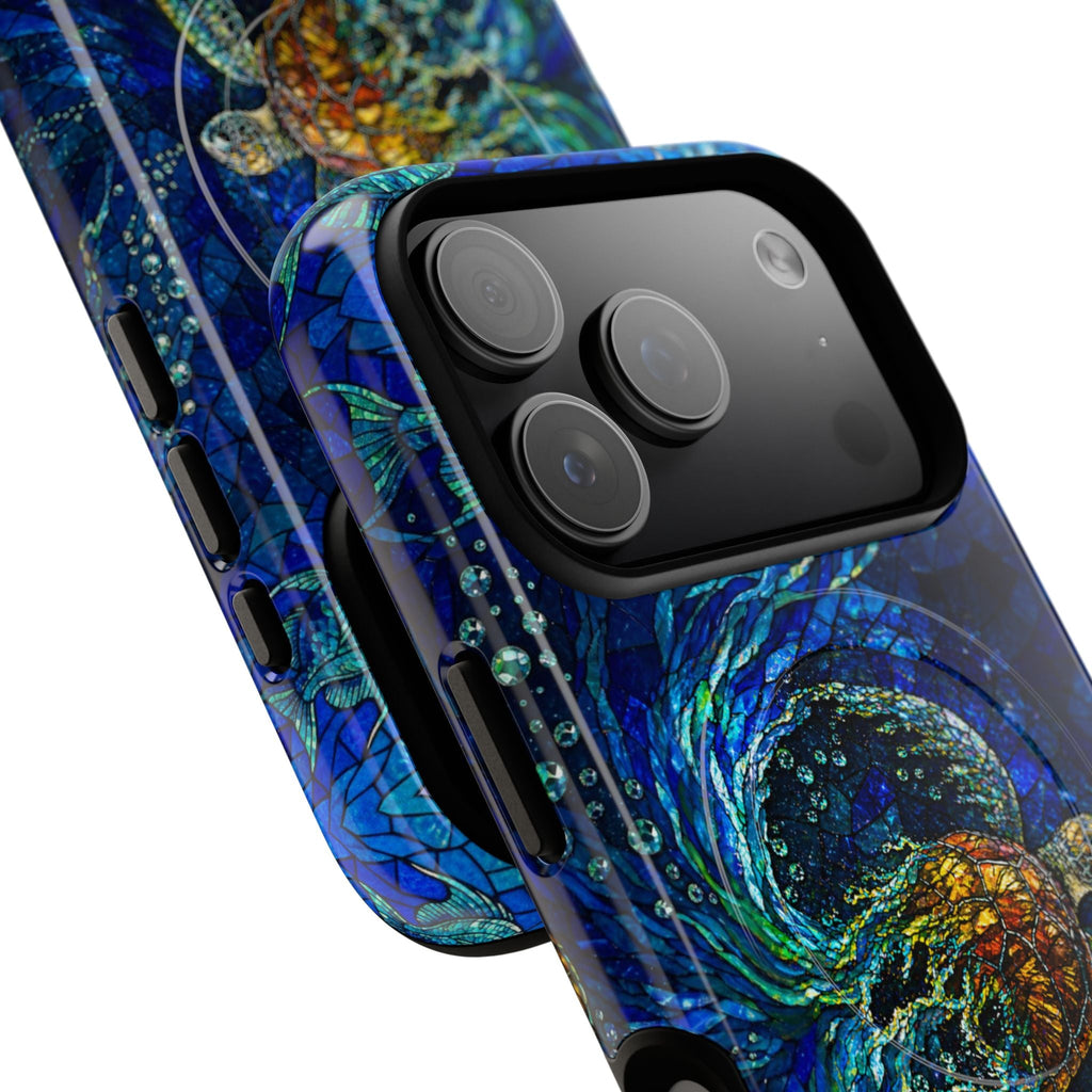 SEA TURTLE OCEAN STAINED GLASS PATTERN MAGNETIC  PHONE CASE  - TLTW2804263
