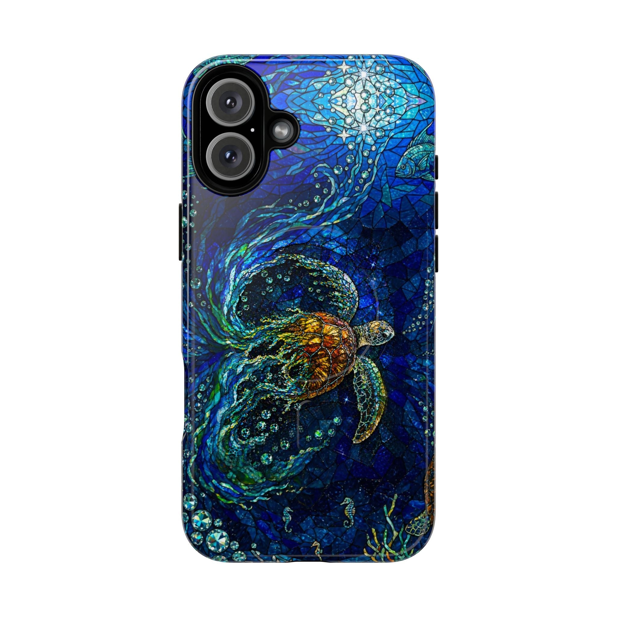 SEA TURTLE OCEAN STAINED GLASS PATTERN MAGNETIC  PHONE CASE  - TLTW2804263