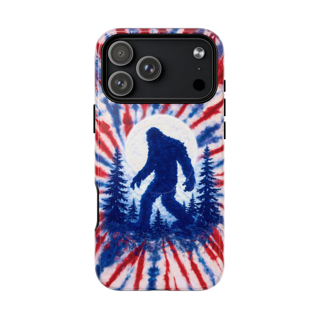 BIGFOOT IN THE FOREST RED WHITE & BLUE SWIRL MAGNETIC PHONE CASE  - TLTW2505263