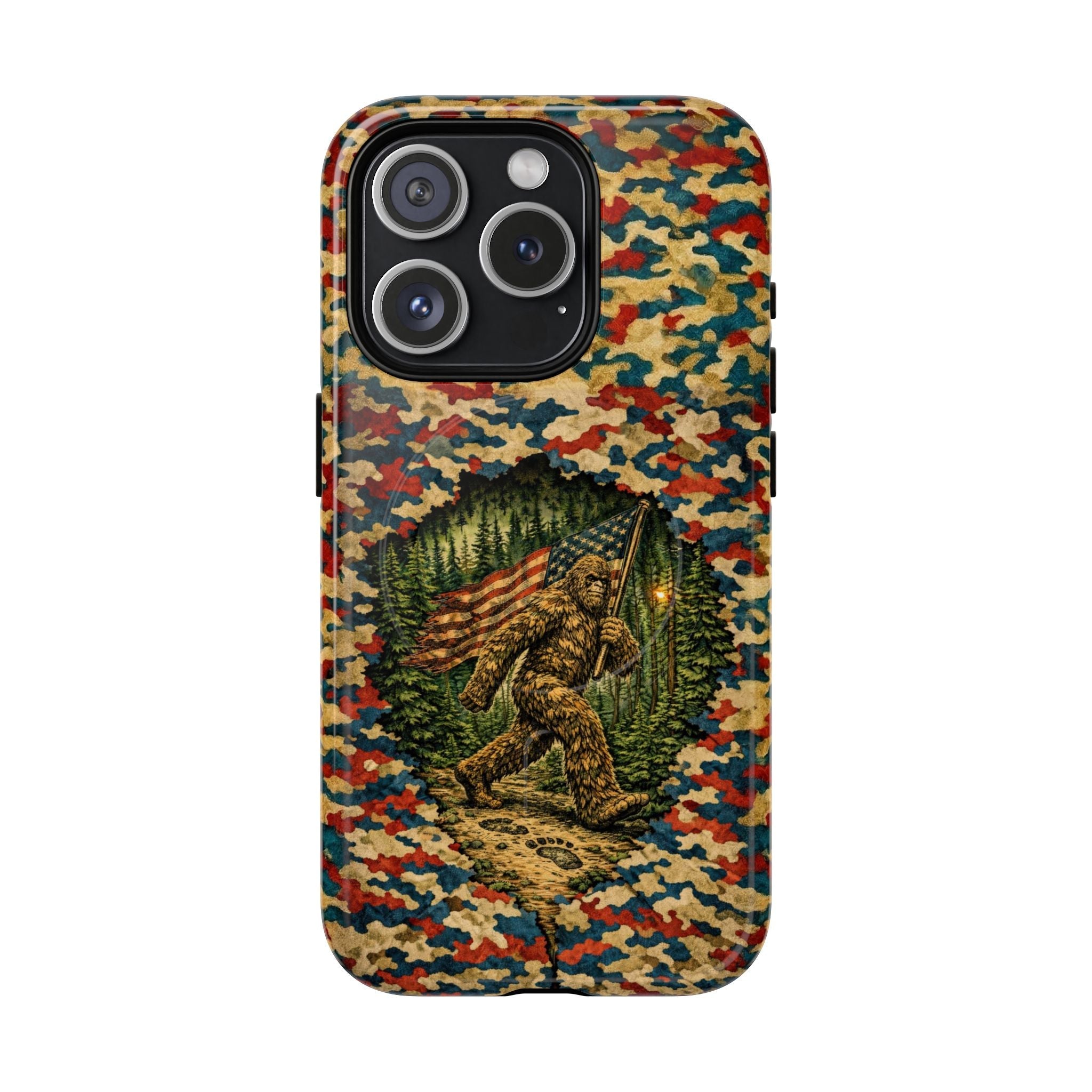 BIGFOOT WITH FLAG CAMOUFLAGE MAGNETIC PHONE CASE  - TLNT1305261