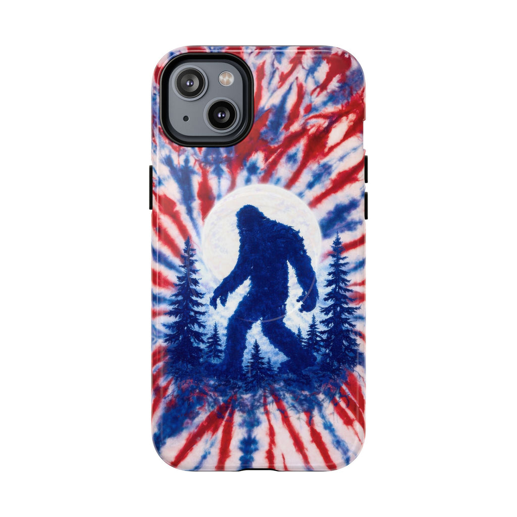 BIGFOOT IN THE FOREST RED WHITE & BLUE SWIRL MAGNETIC PHONE CASE  - TLTW2505263